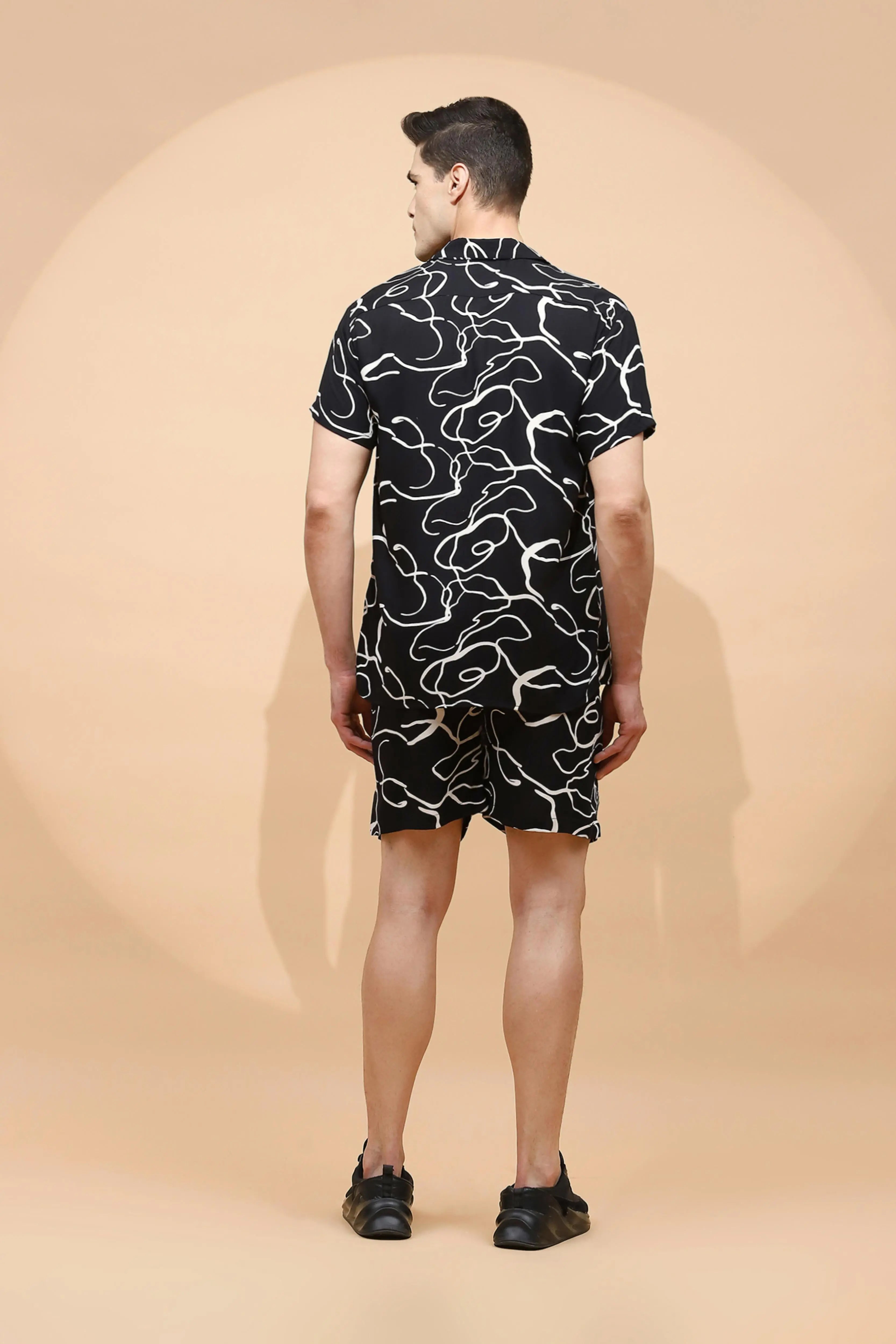 Black Cotton Blend Shorts Set - Global Republic