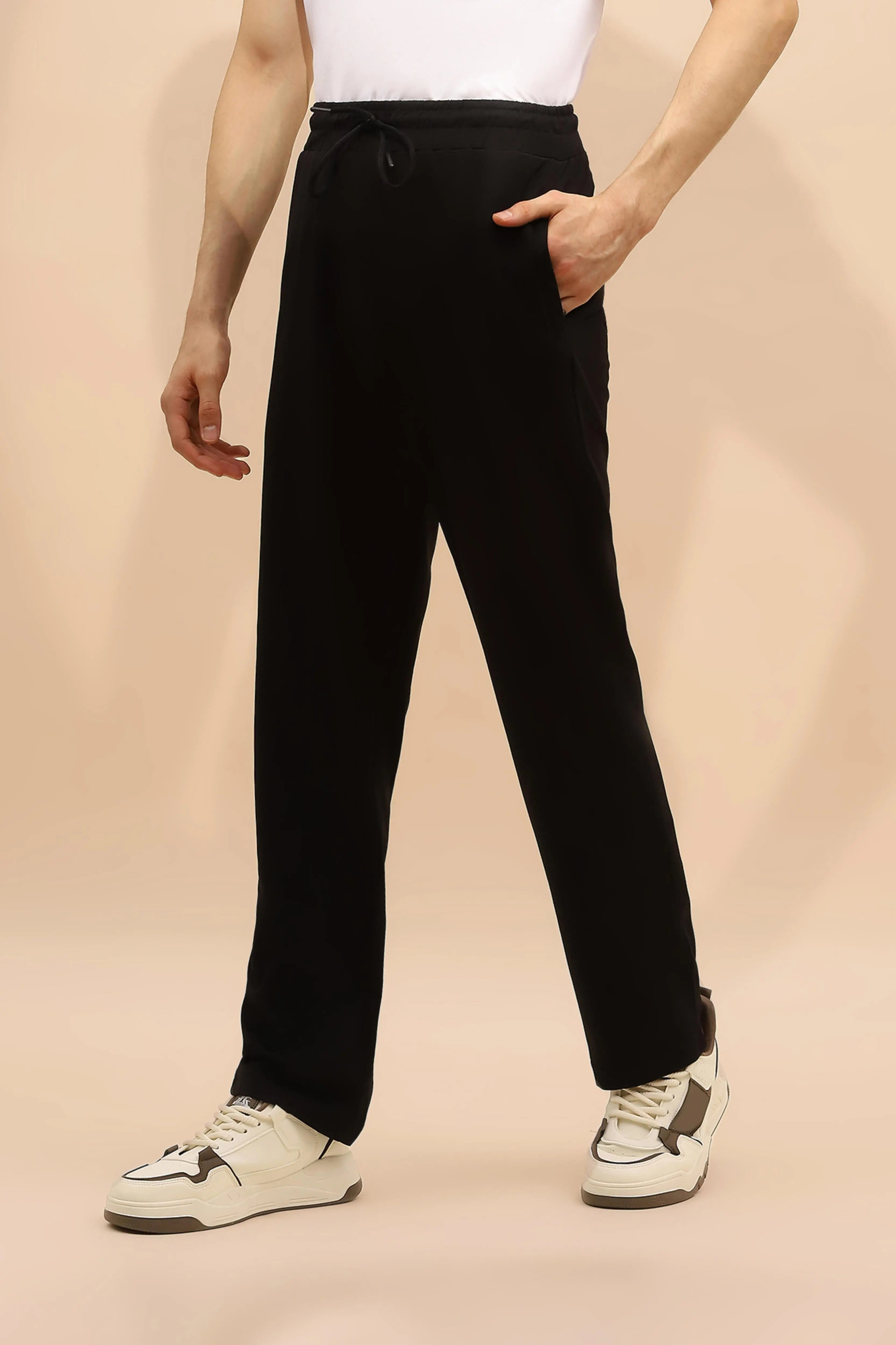 Black Cotton Regular Fit Blend Lower