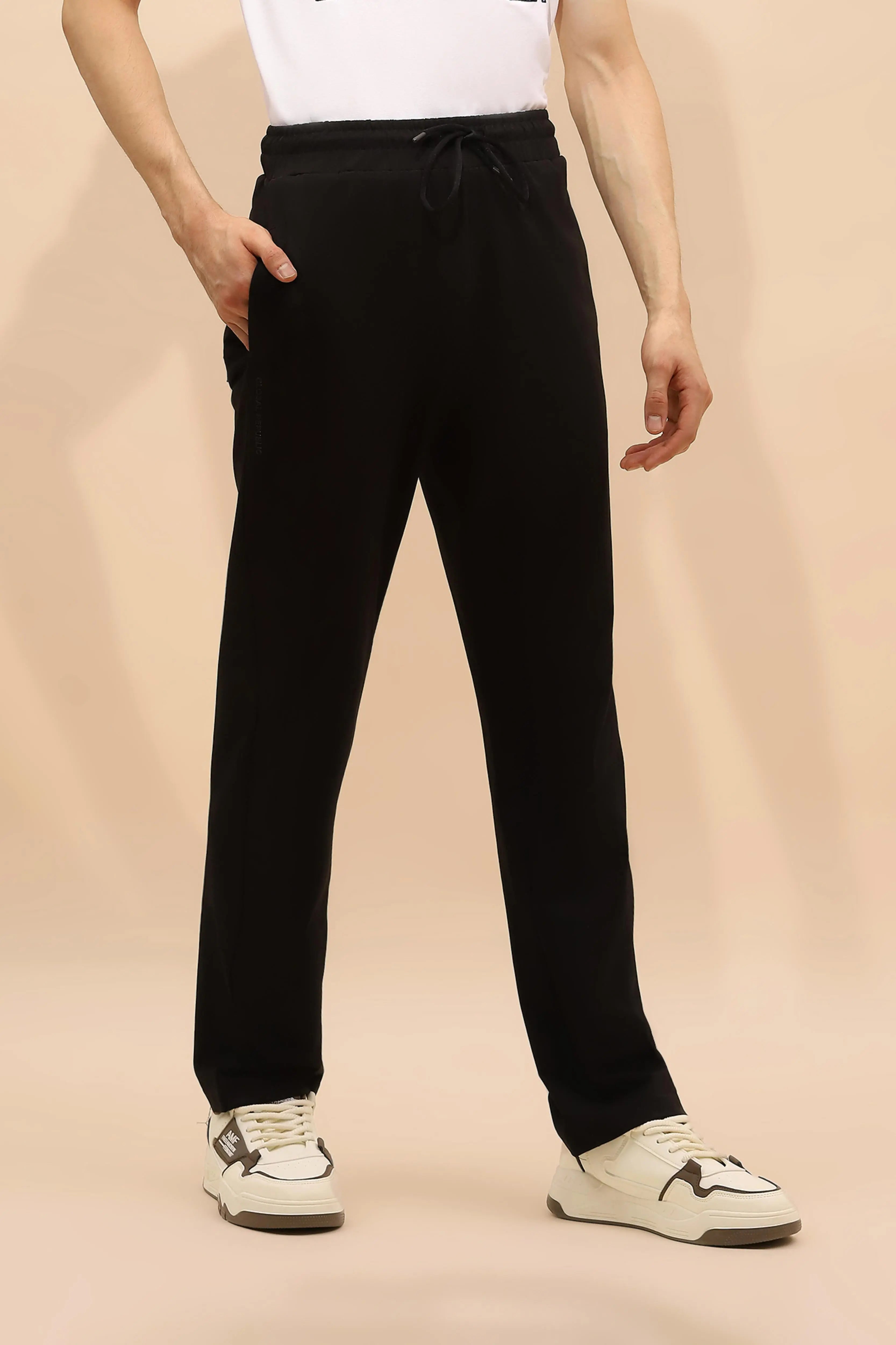 Black Cotton Regular Fit Blend Lower