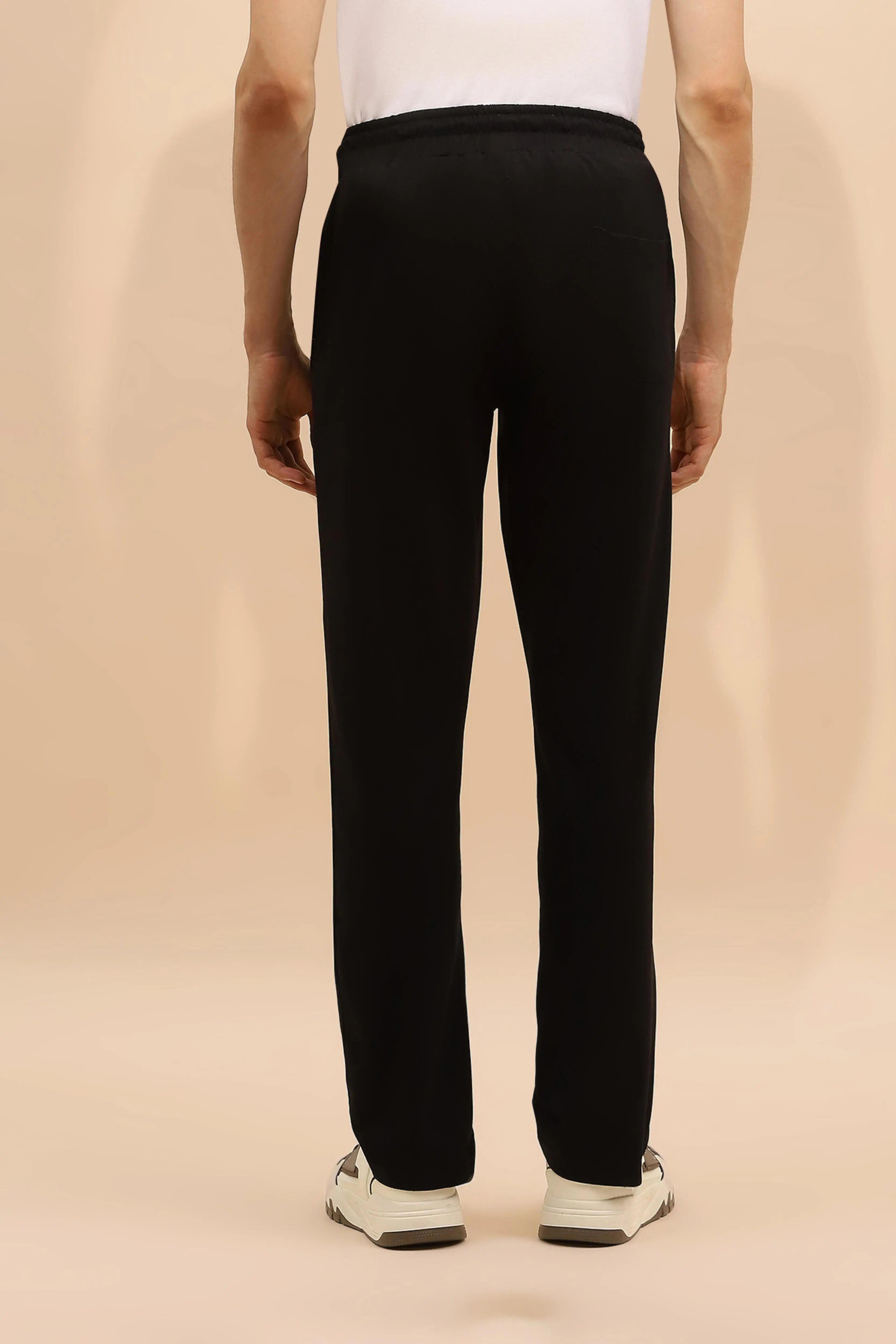 Black Cotton Regular Fit Blend Lower