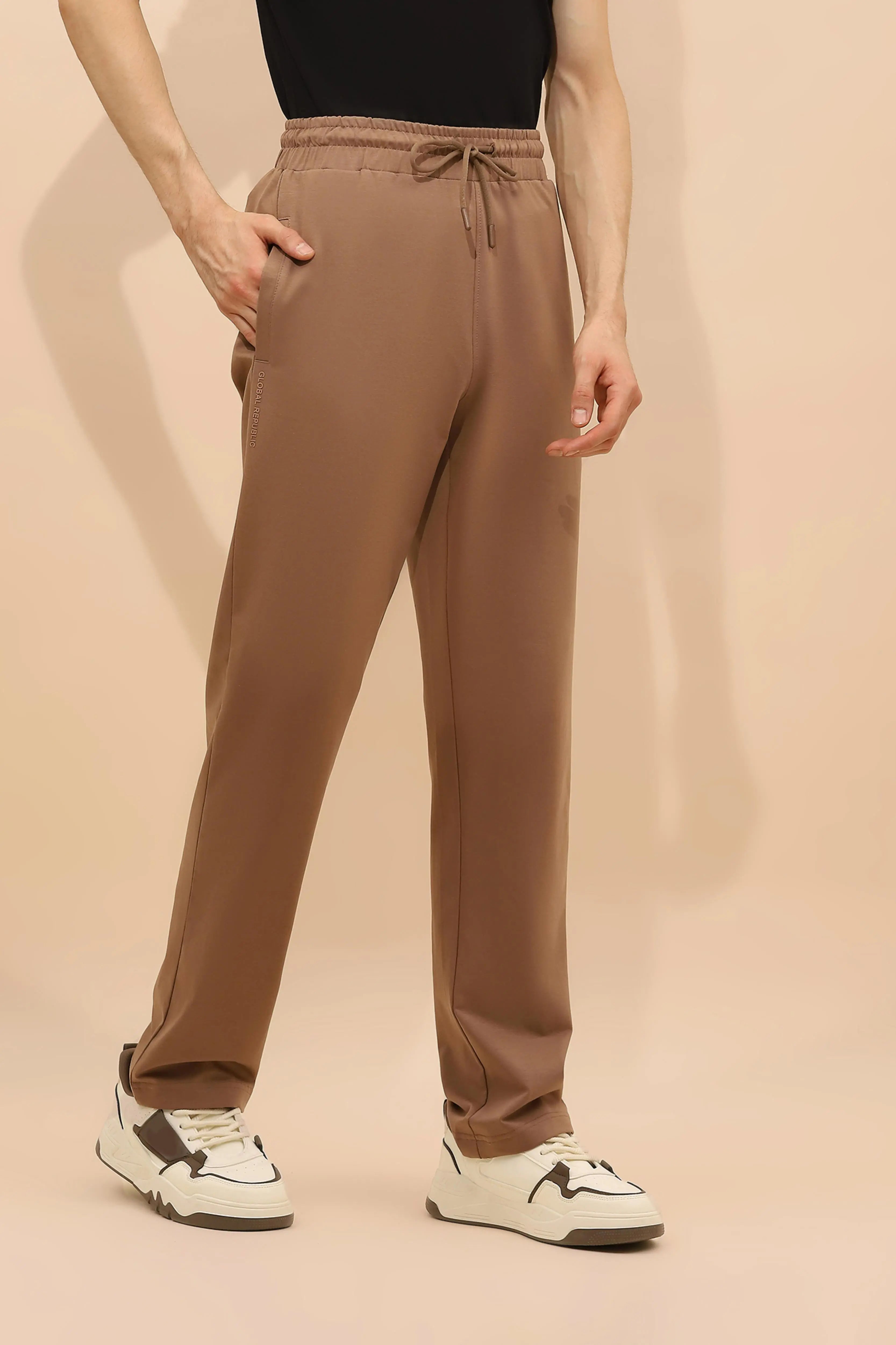 Camel Cotton Blend Regular Fit Lower - Global Republic