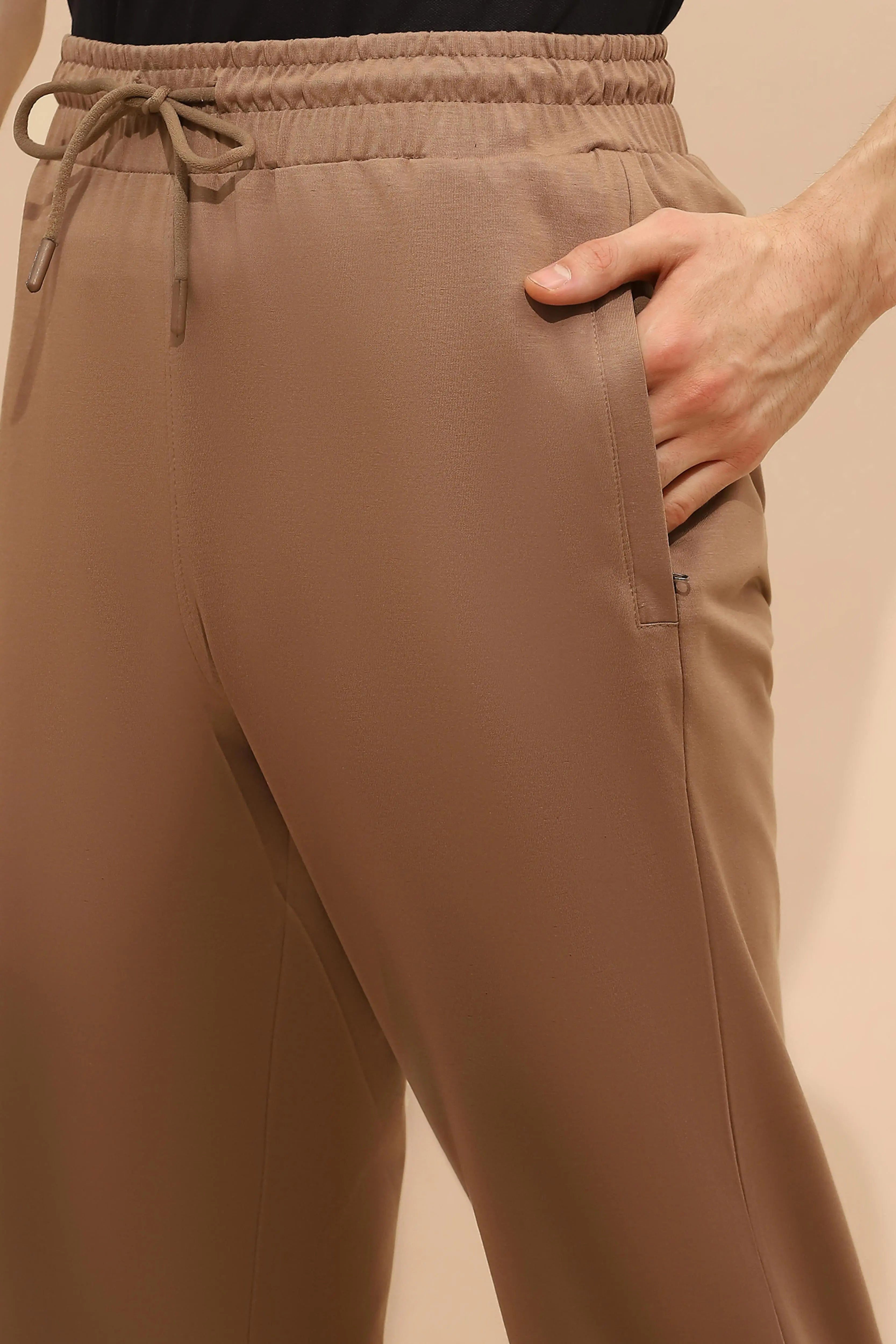 Camel Cotton Blend Regular Fit Lower - Global Republic