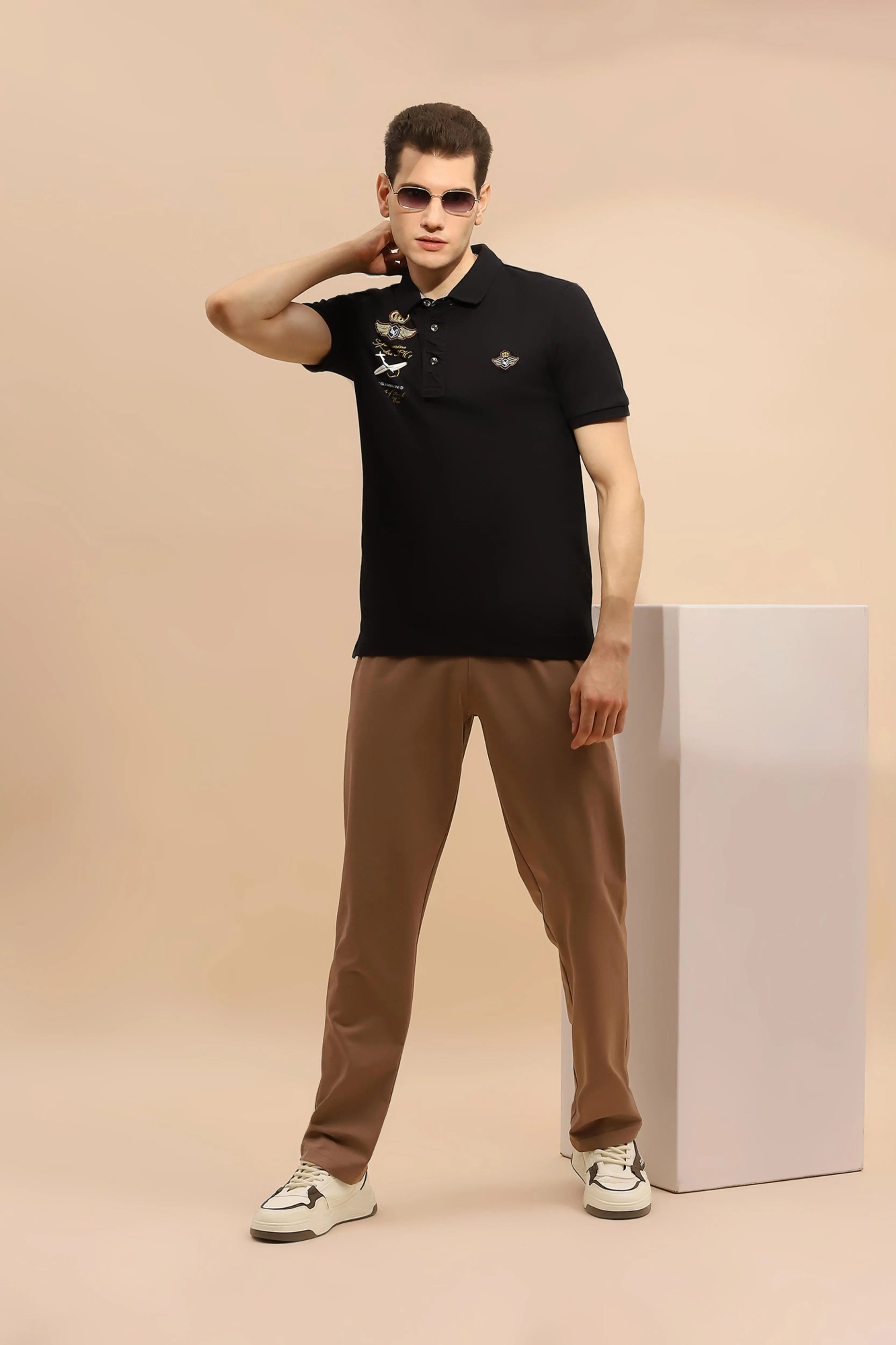 Camel Cotton Blend Regular Fit Lower - Global Republic