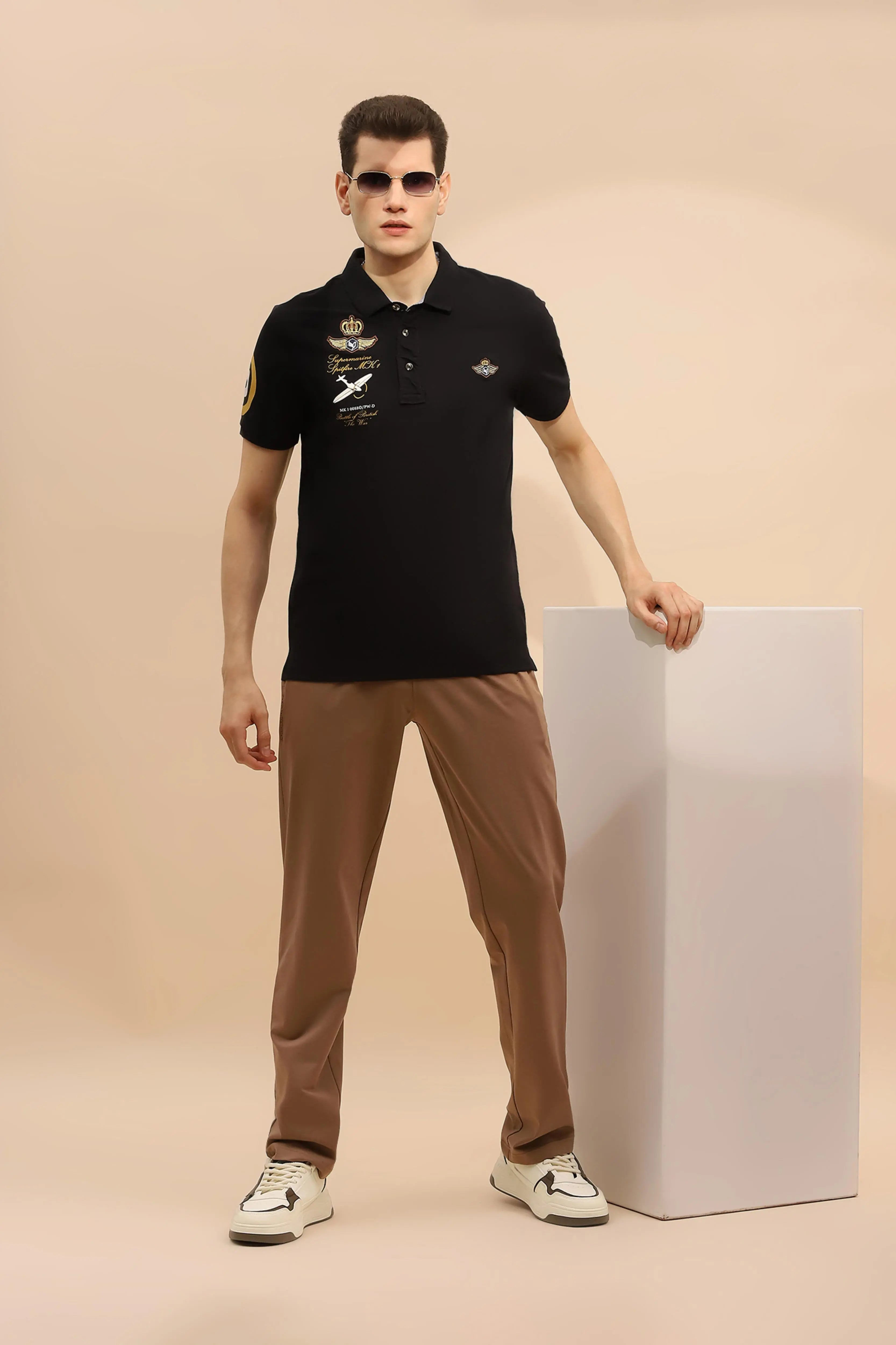 Camel Cotton Blend Regular Fit Lower - Global Republic