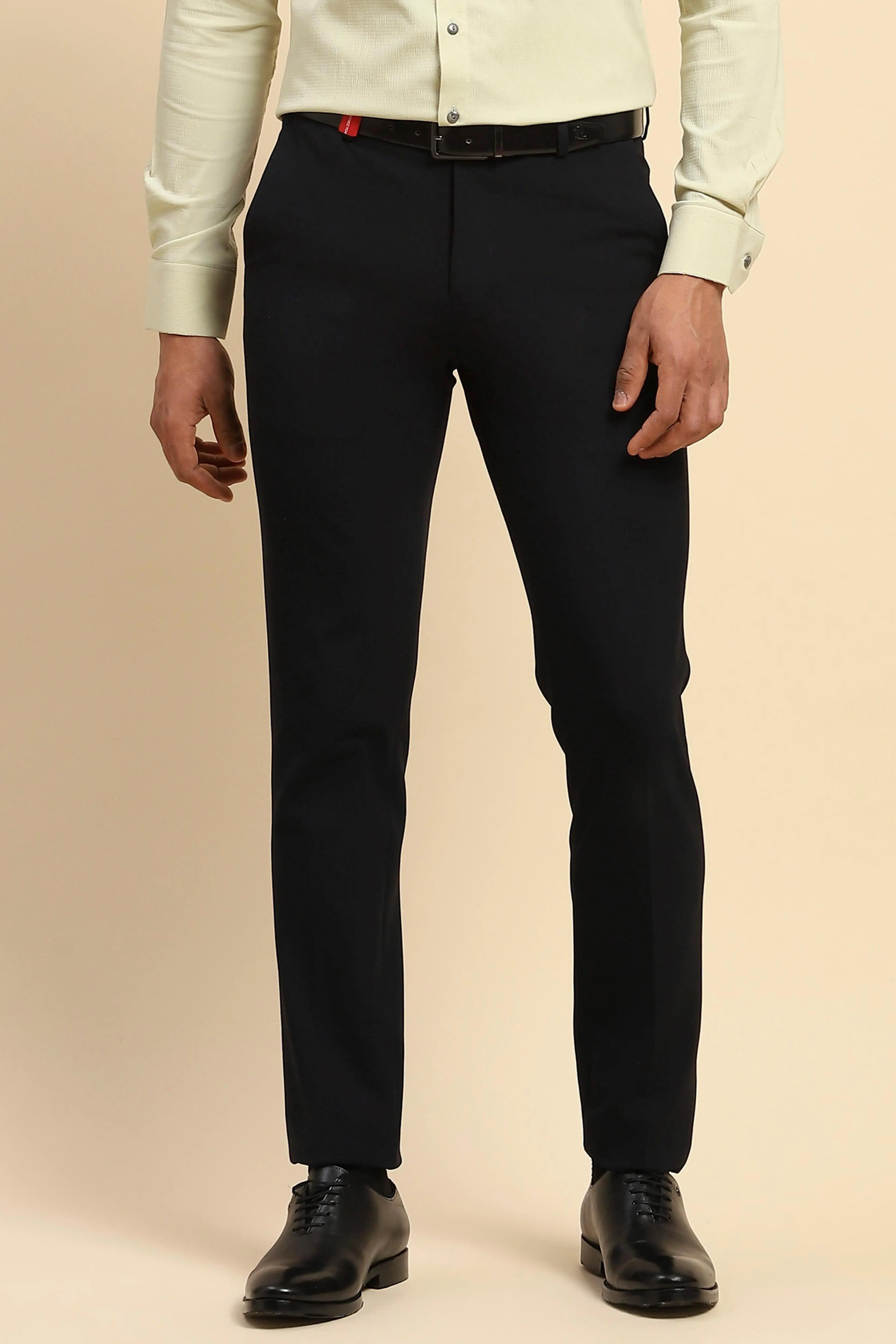 Blue Cotton Blend Straight Fit Trouser - Global Republic