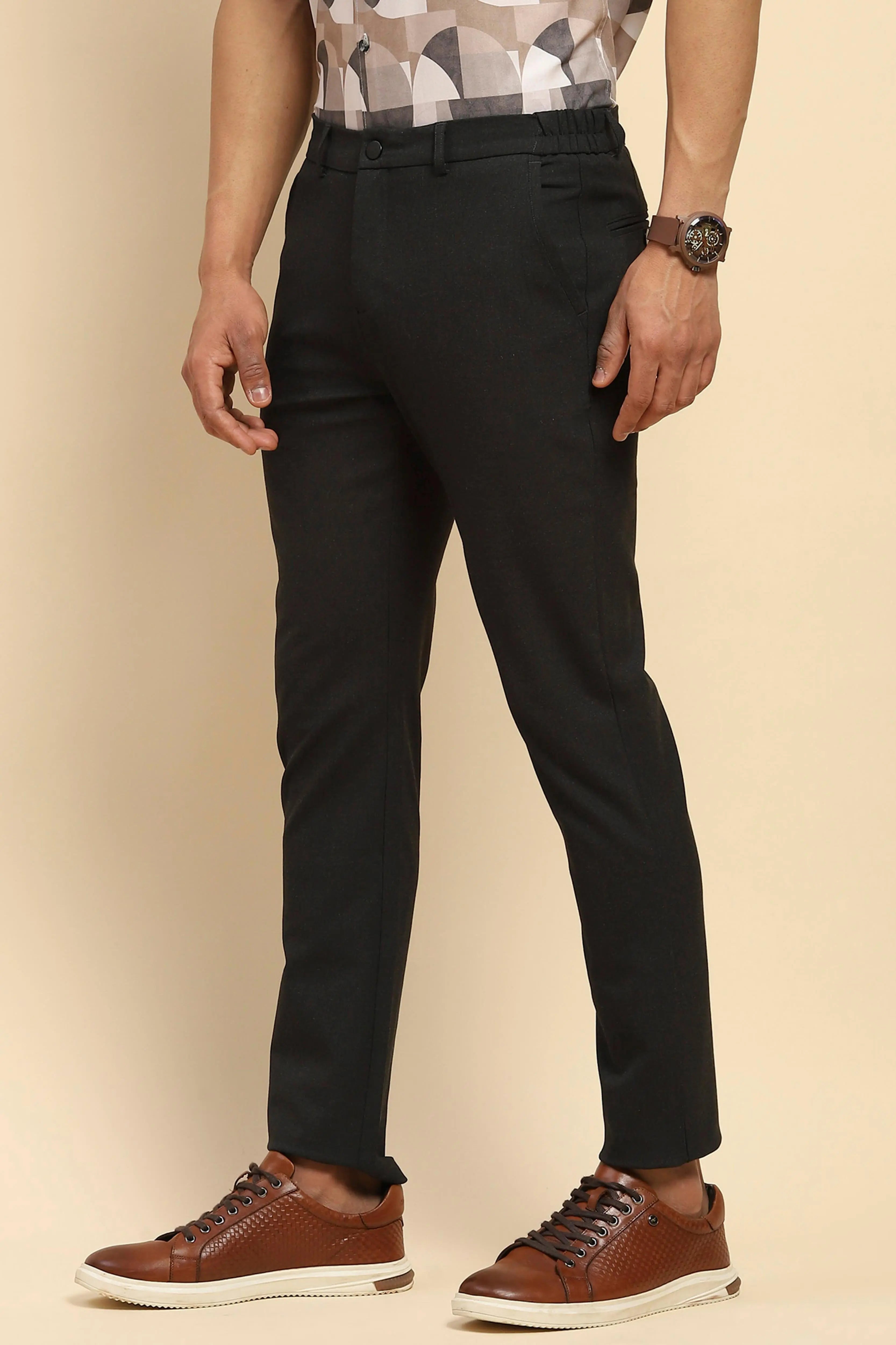 Coal Cotton Blend Relaxed Fit Trouser - Global Republic