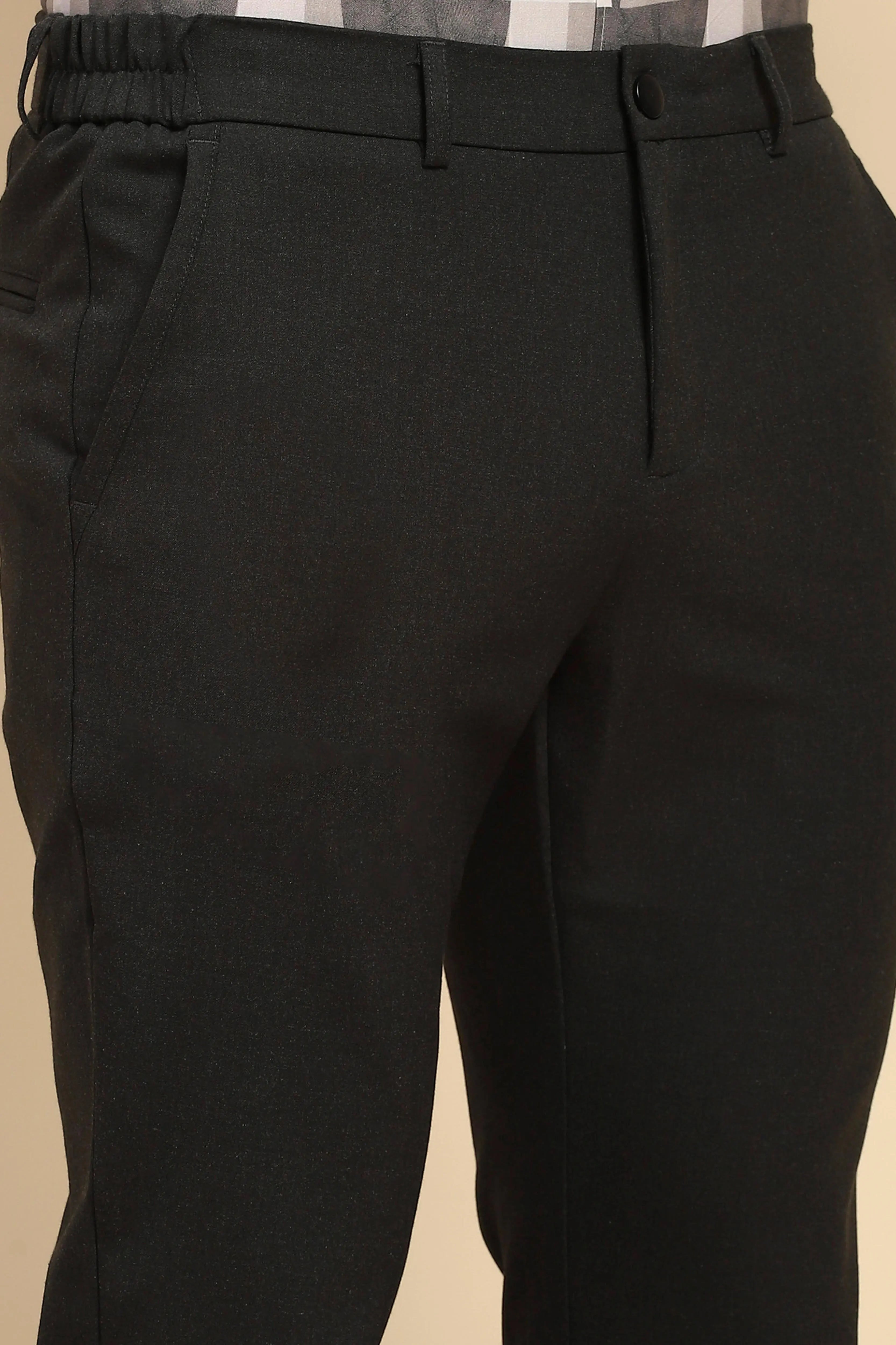 Coal Cotton Blend Relaxed Fit Trouser - Global Republic