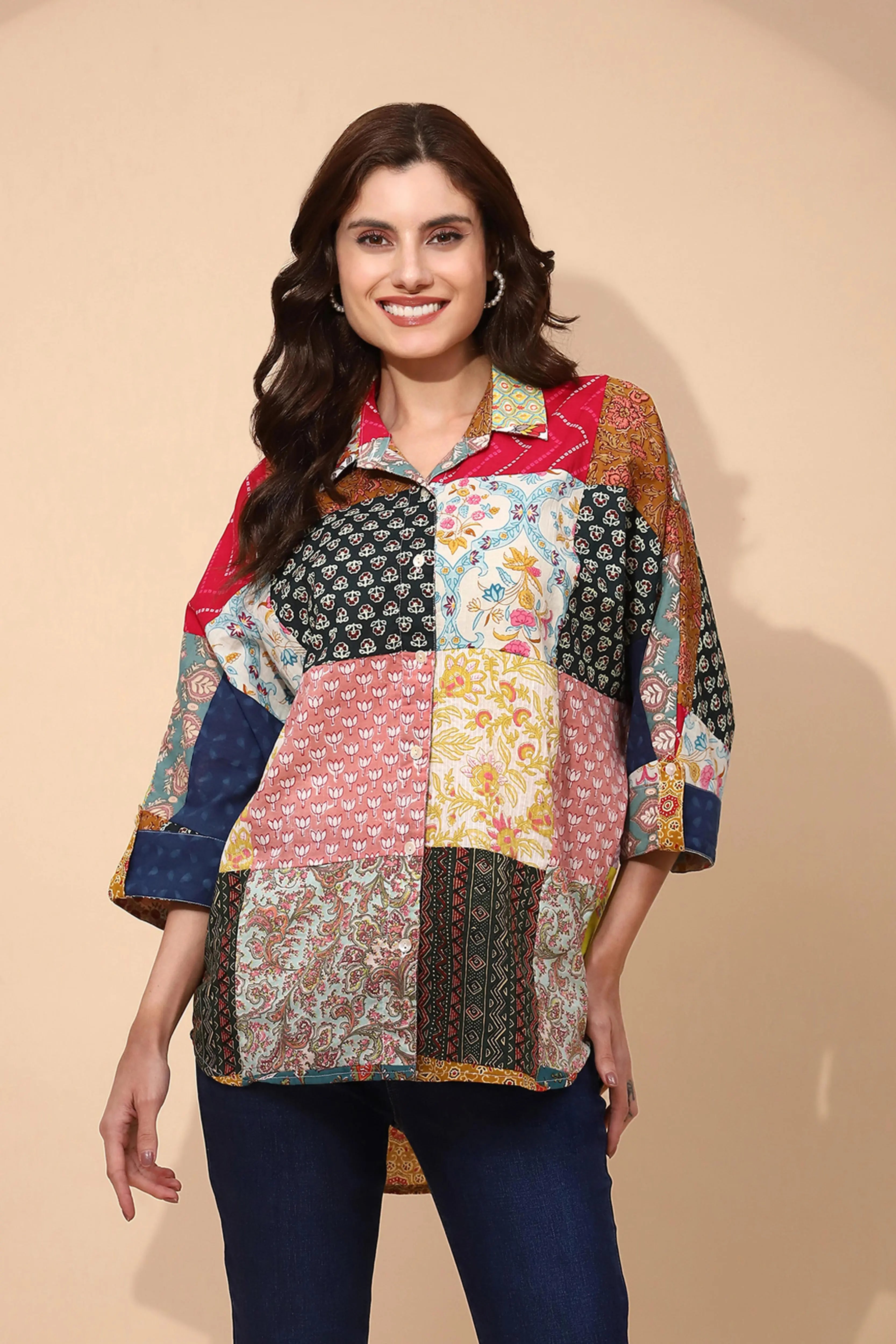 Multicolor Cotton Regular Fit Shirt For Women - Global Republic