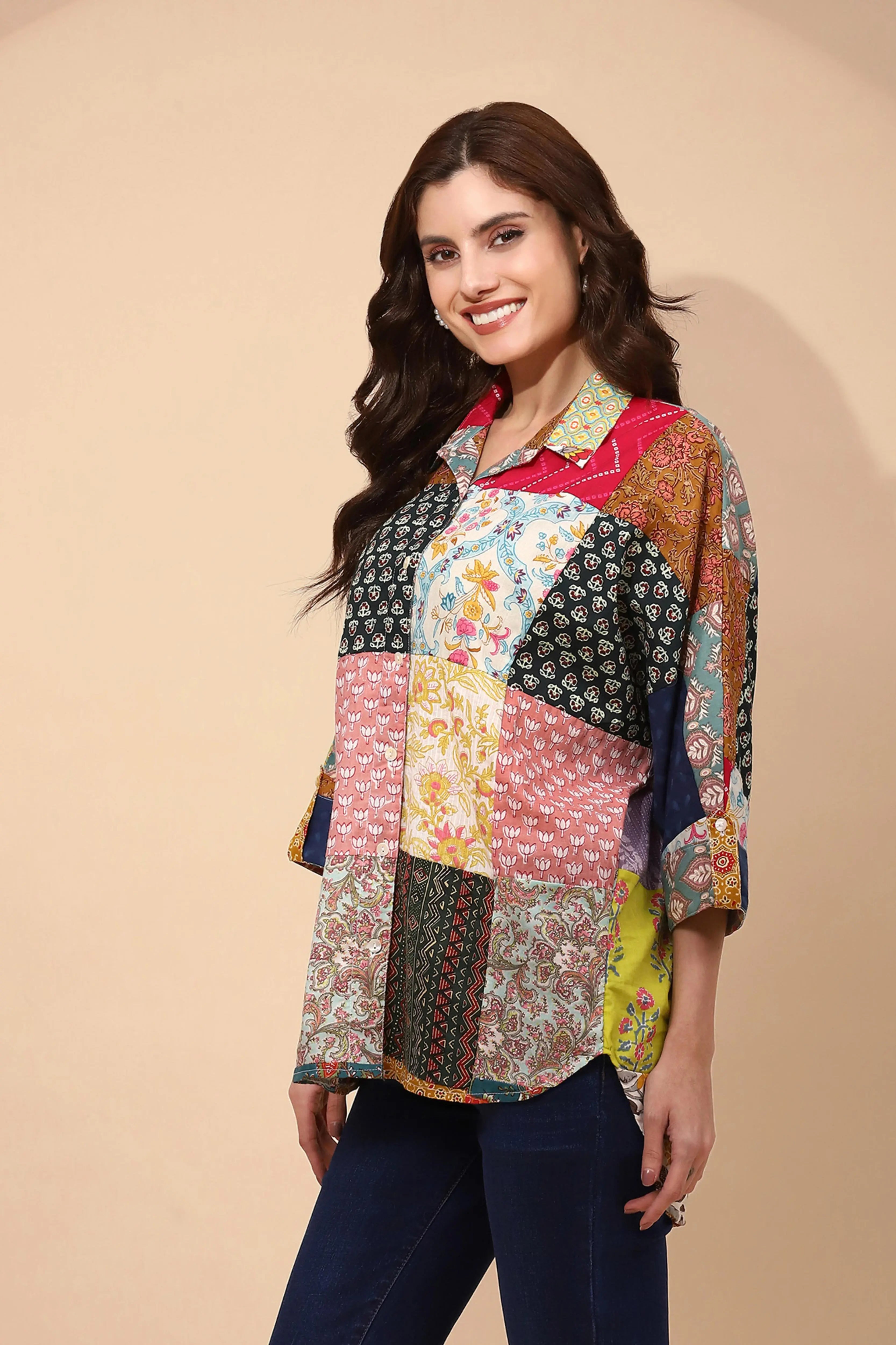 Multicolor Cotton Regular Fit Shirt For Women - Global Republic