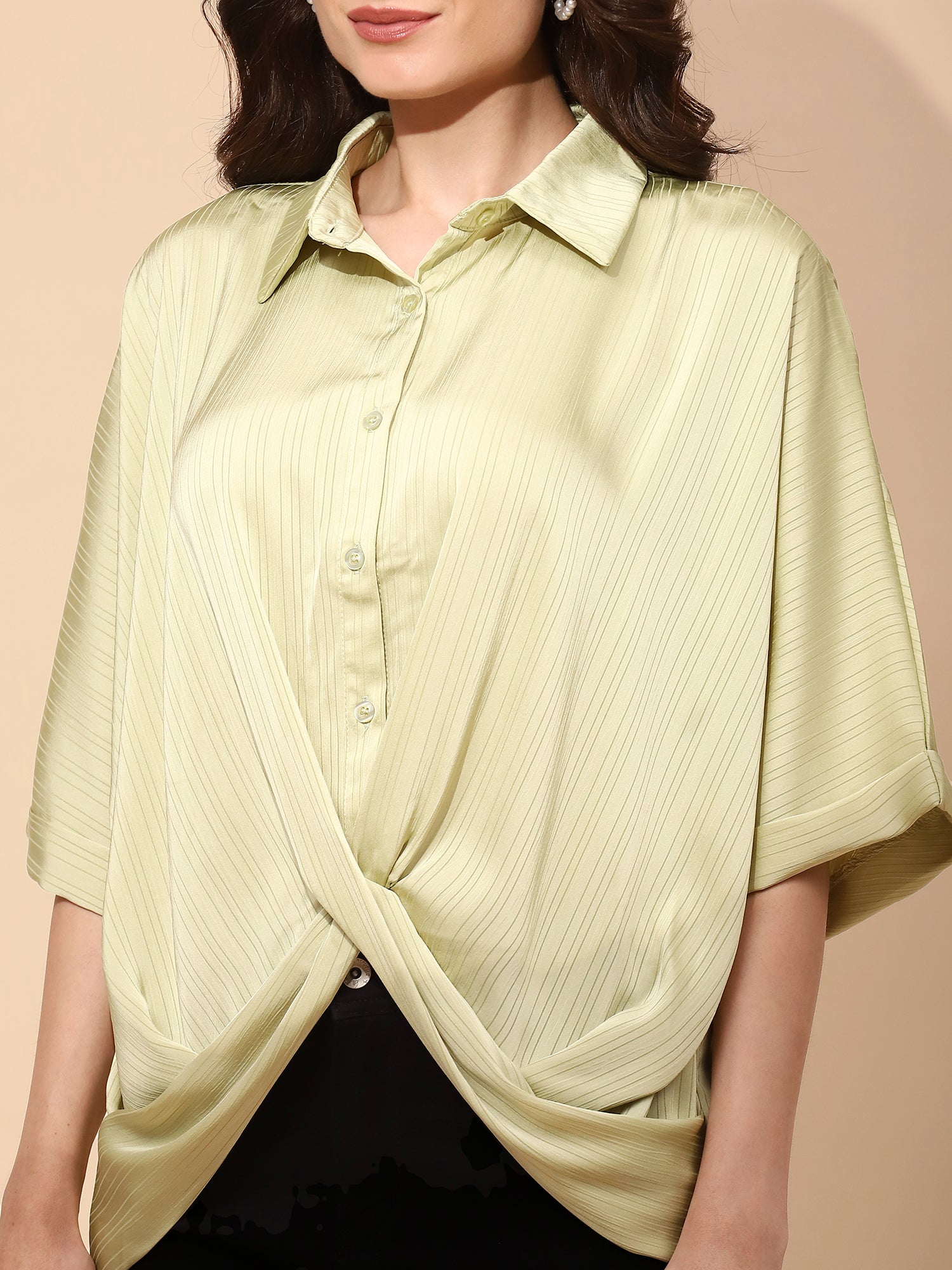 Green  Loose Blouson Top - Global Republic