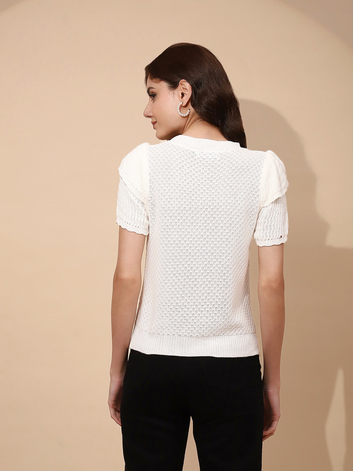 White Viscose Regular Fit Top - Global Republic