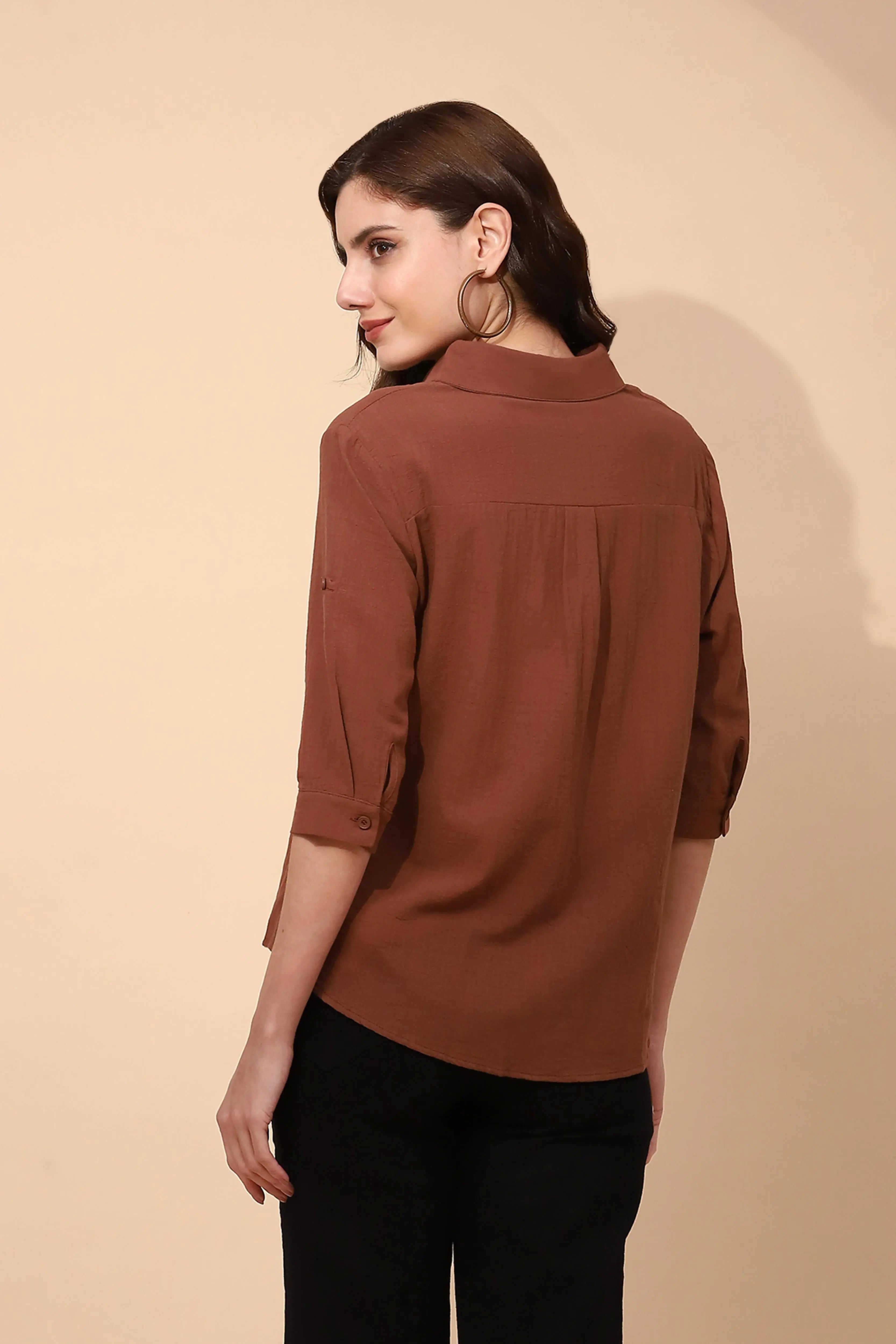 Mocha Cotton Formal Shirt - Global Republic