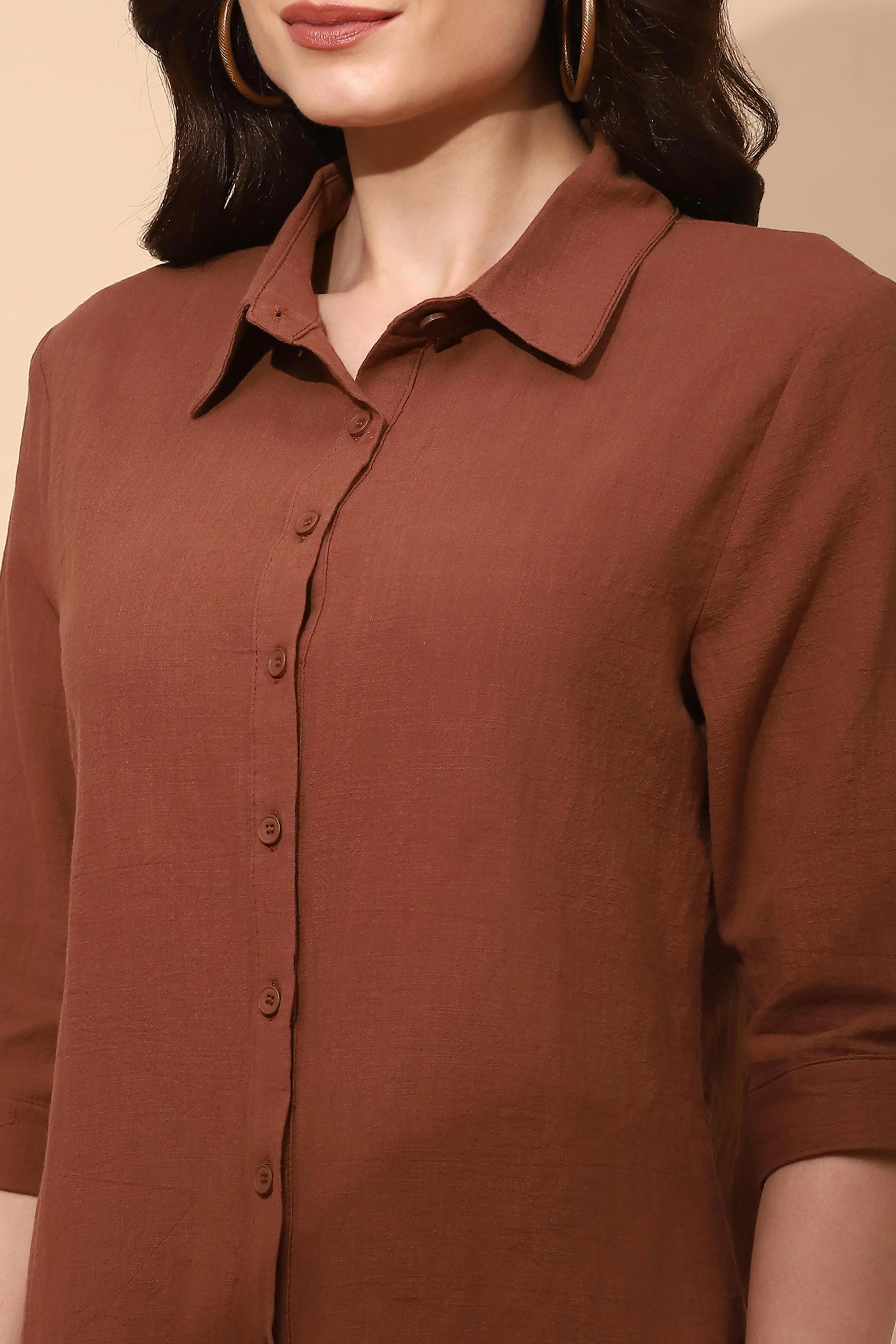 Mocha Cotton Formal Shirt - Global Republic