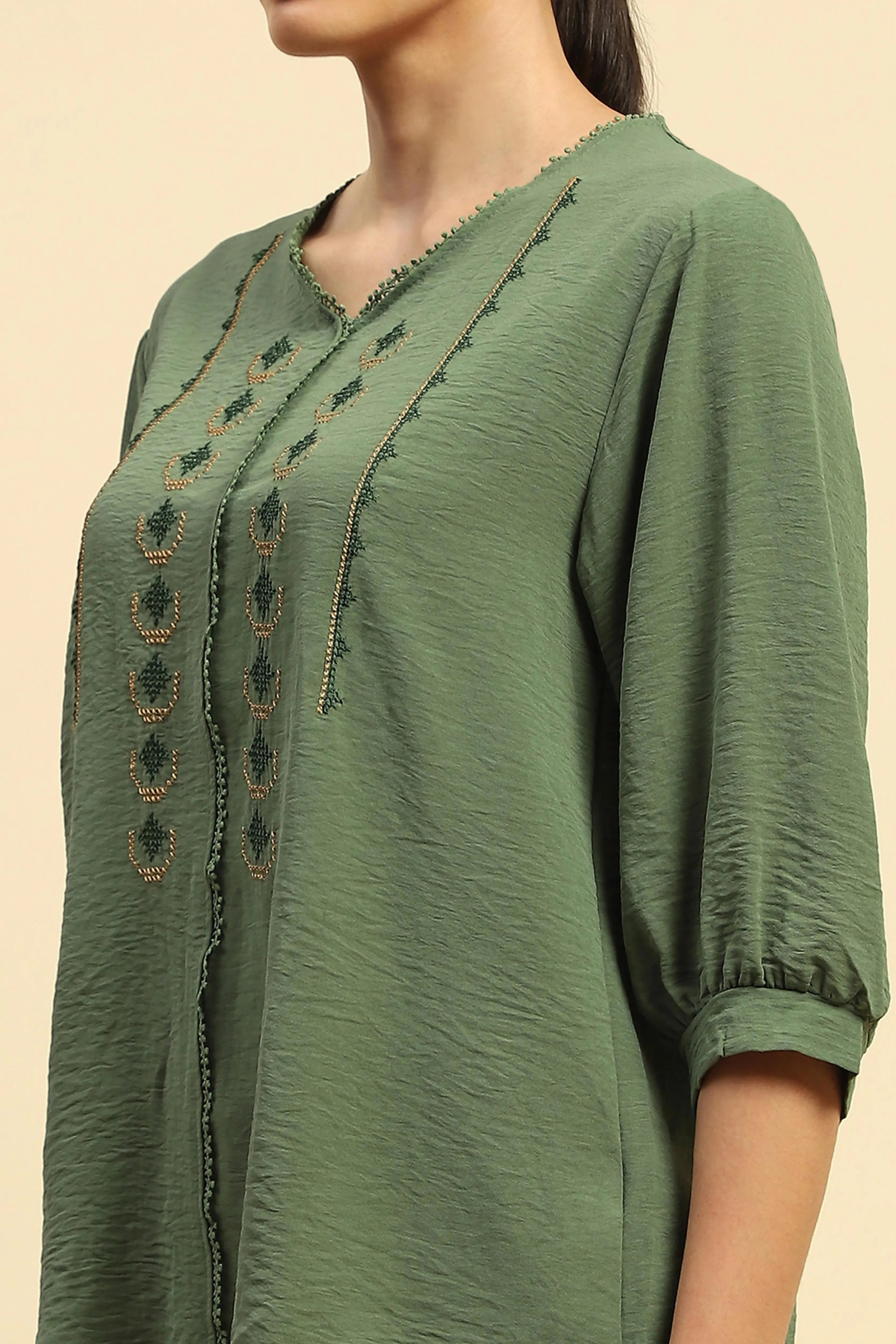 Green Rayon Relaxed Fit Nightsuit - Global Republic