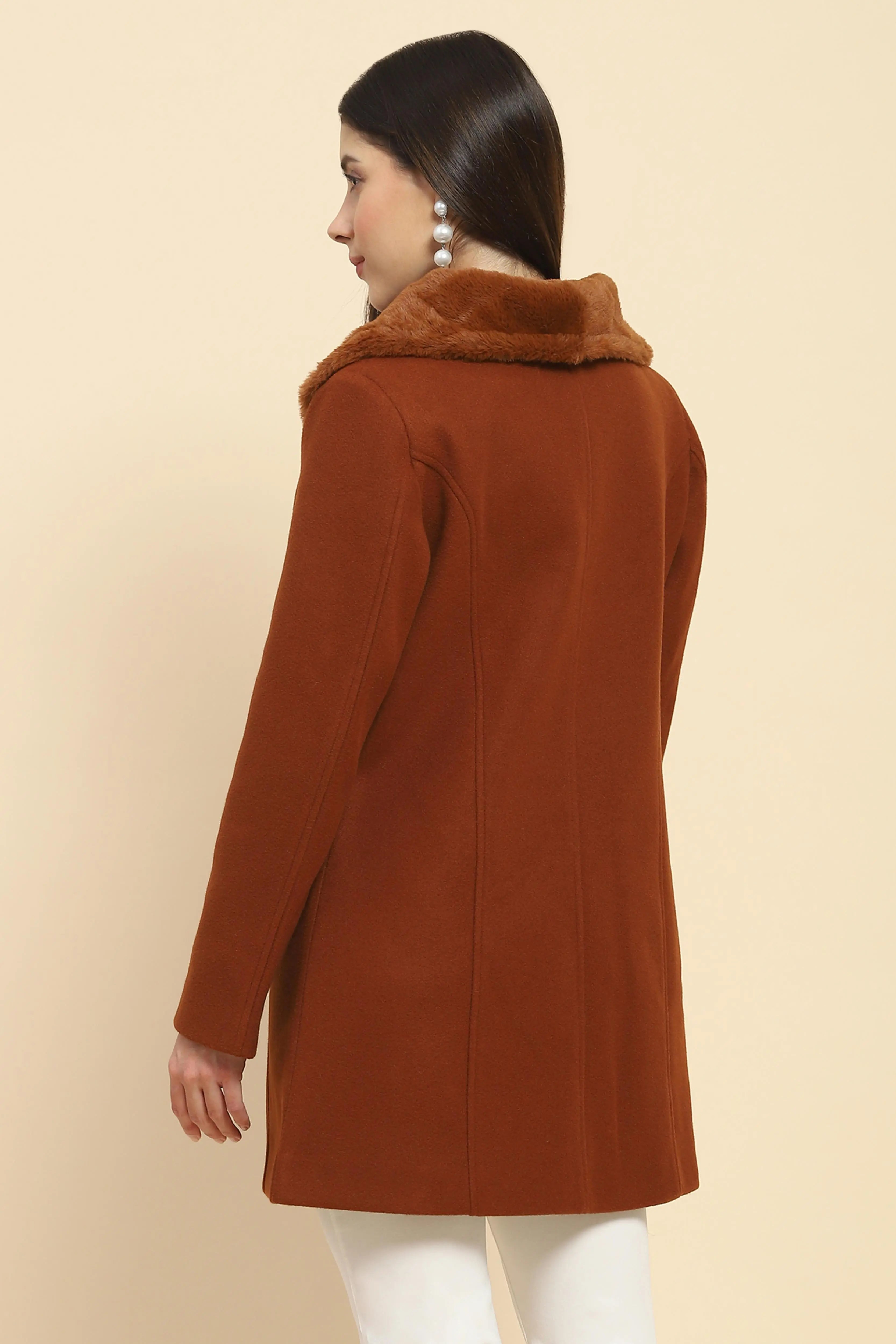 Brown Long Coat For Winter - Global Republic