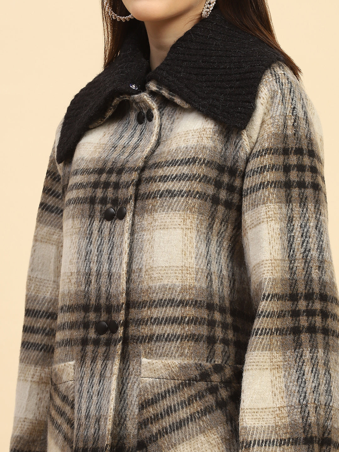 Grey Checkerd Coat - Global Republic