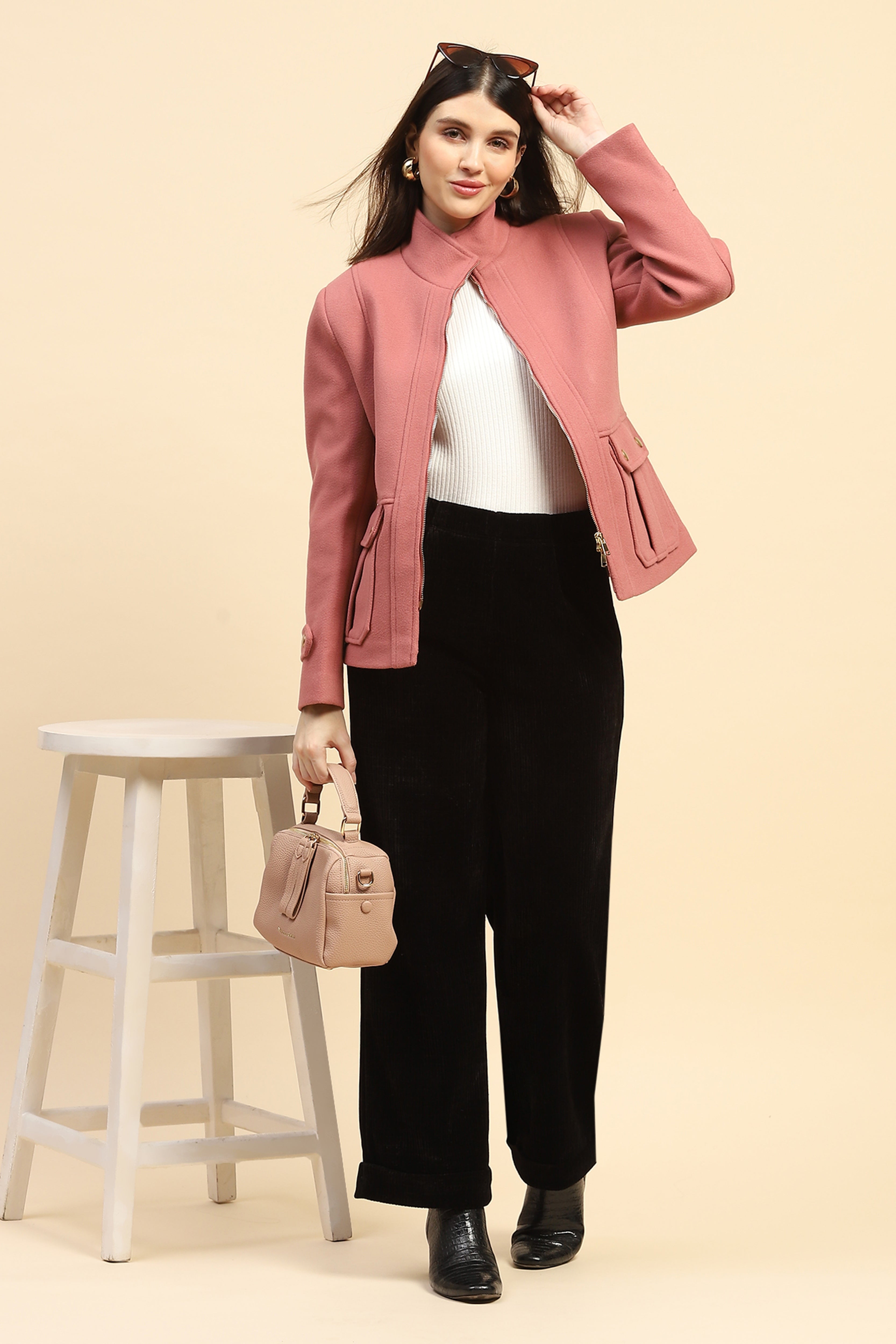 Pink Solid Jacket