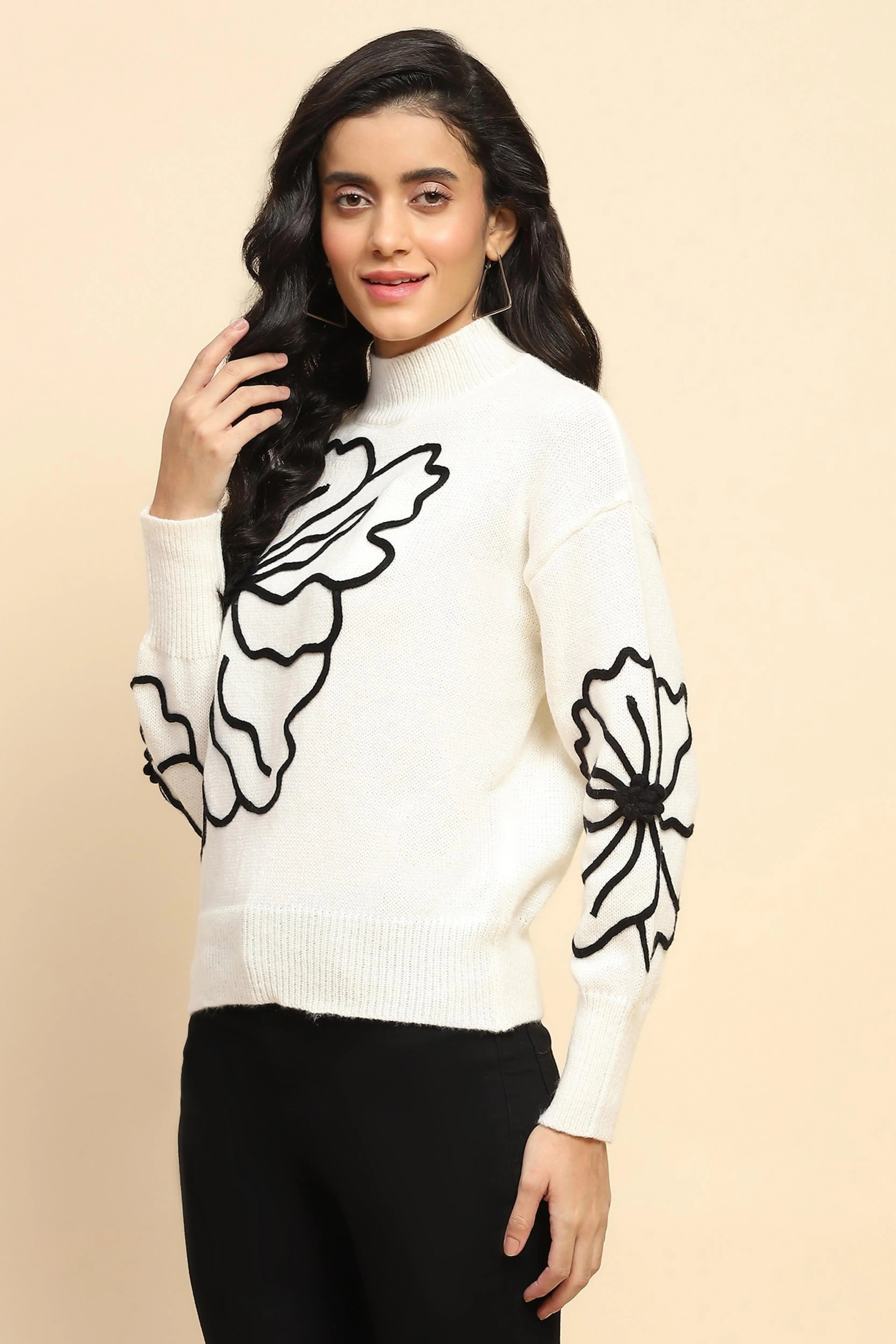 Off White Wool Blend Pullover - Global Republic