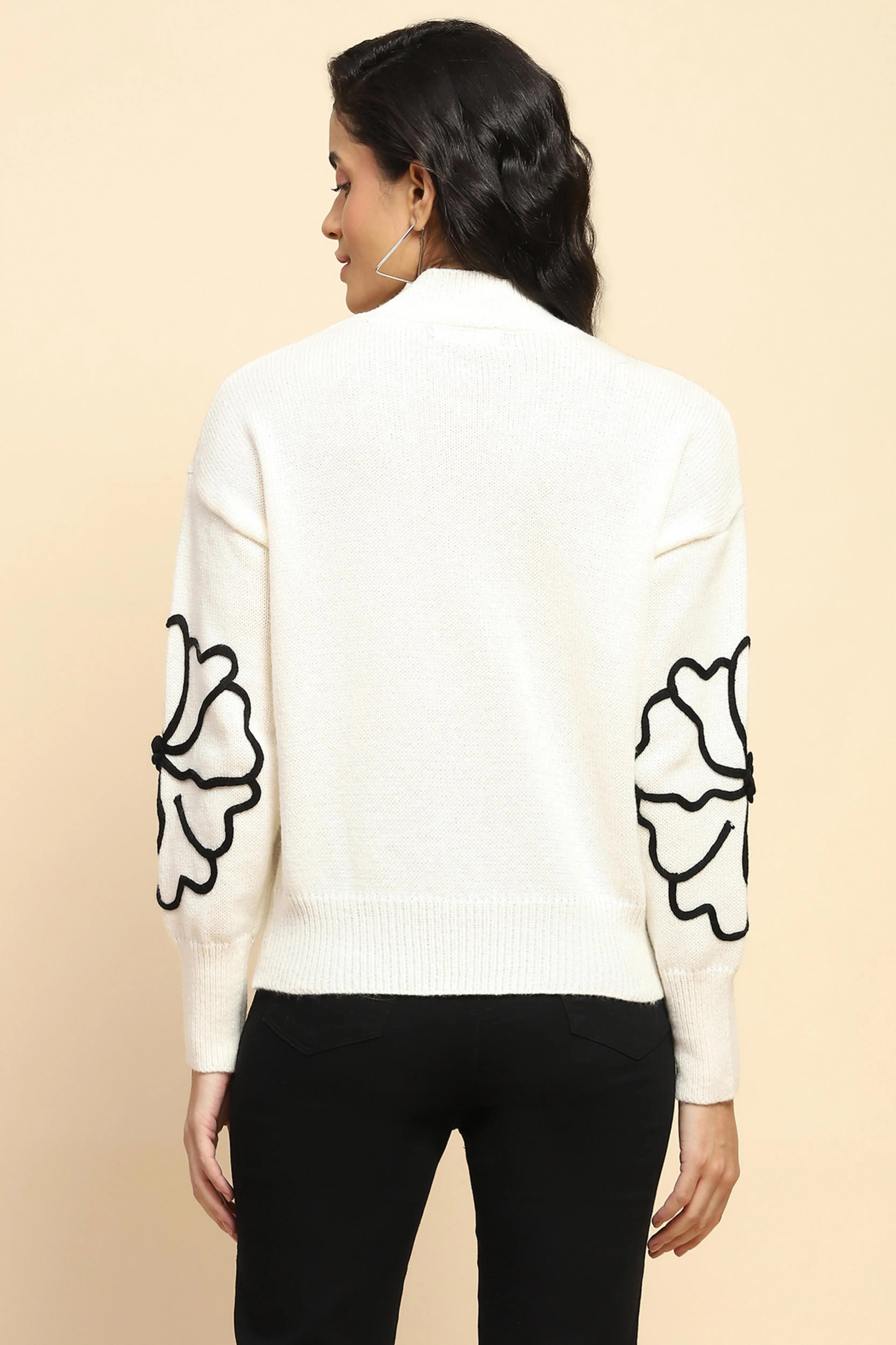 Off White Wool Blend Pullover - Global Republic