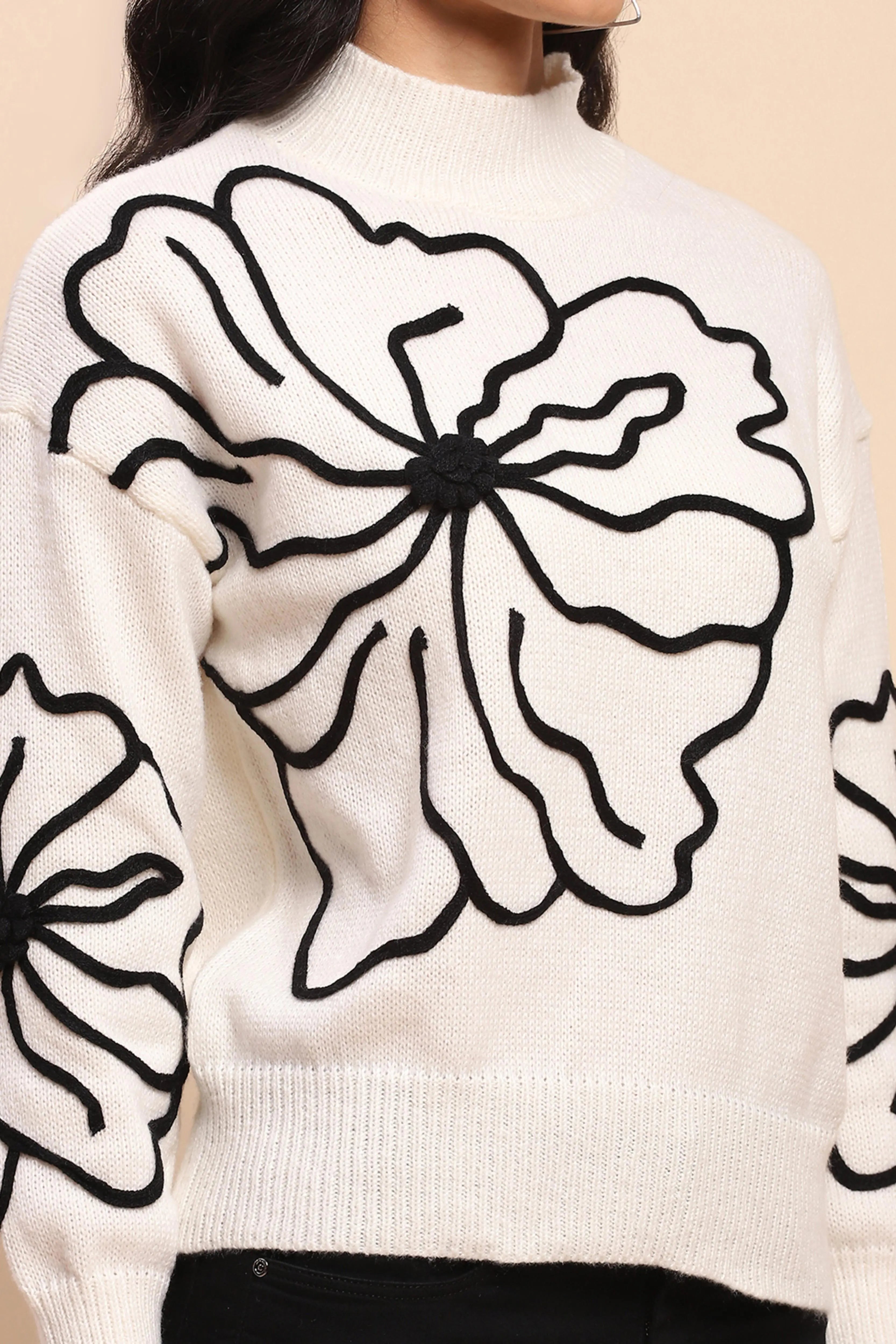 Off White Wool Blend Pullover - Global Republic