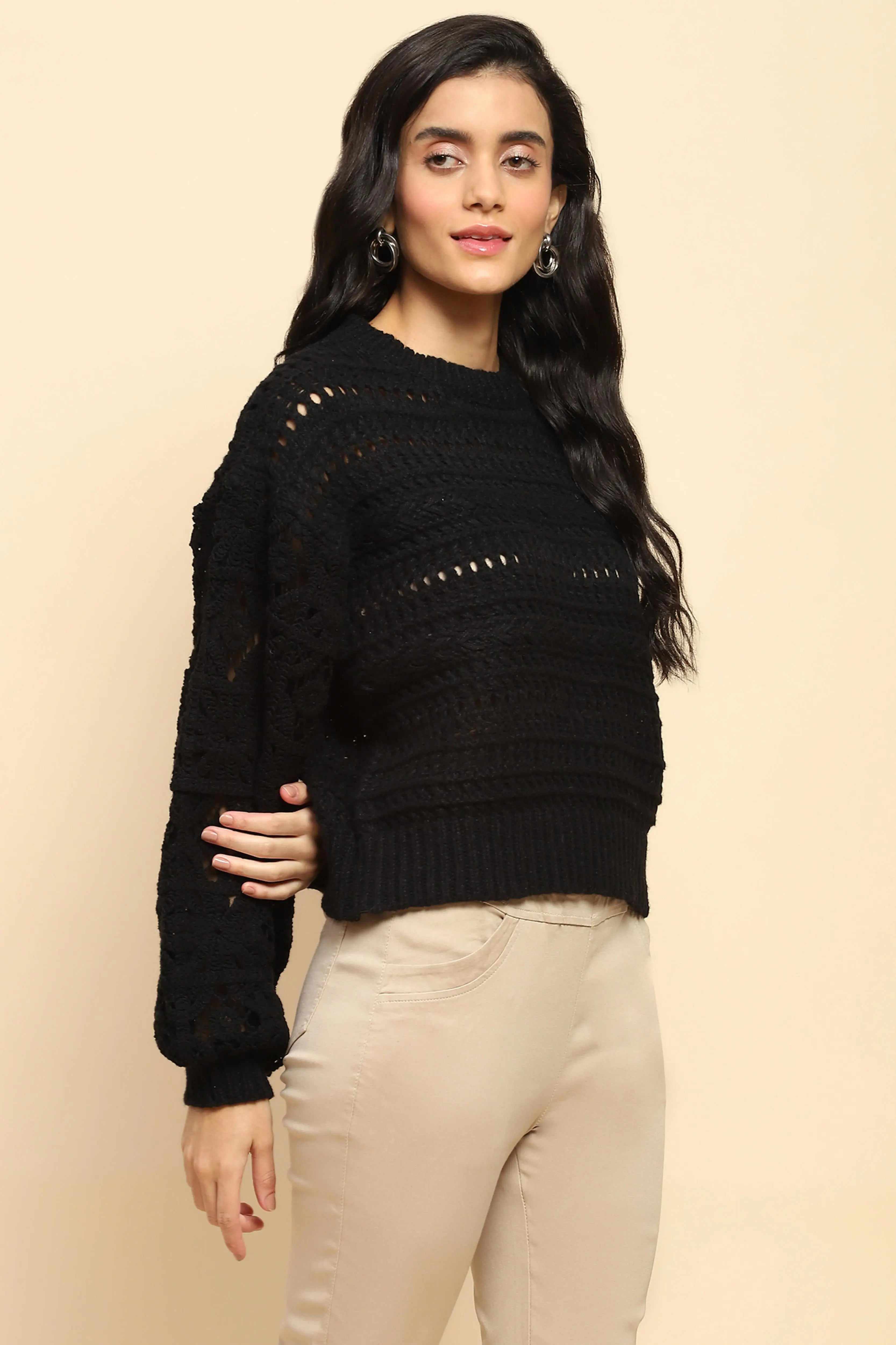 Black Relaxed Fit Pullover - Global Republic