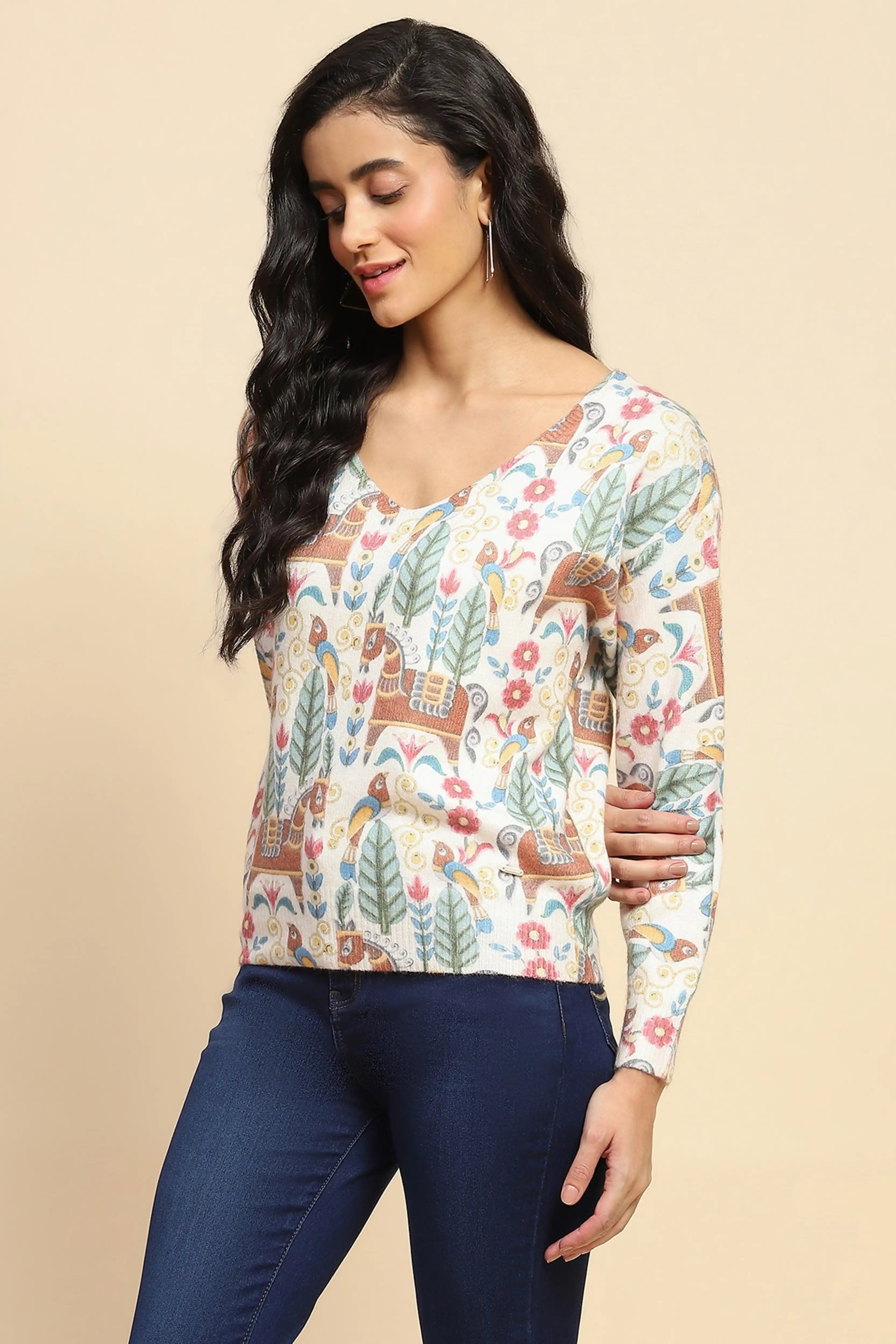 Multi Printed Woolen Sweater