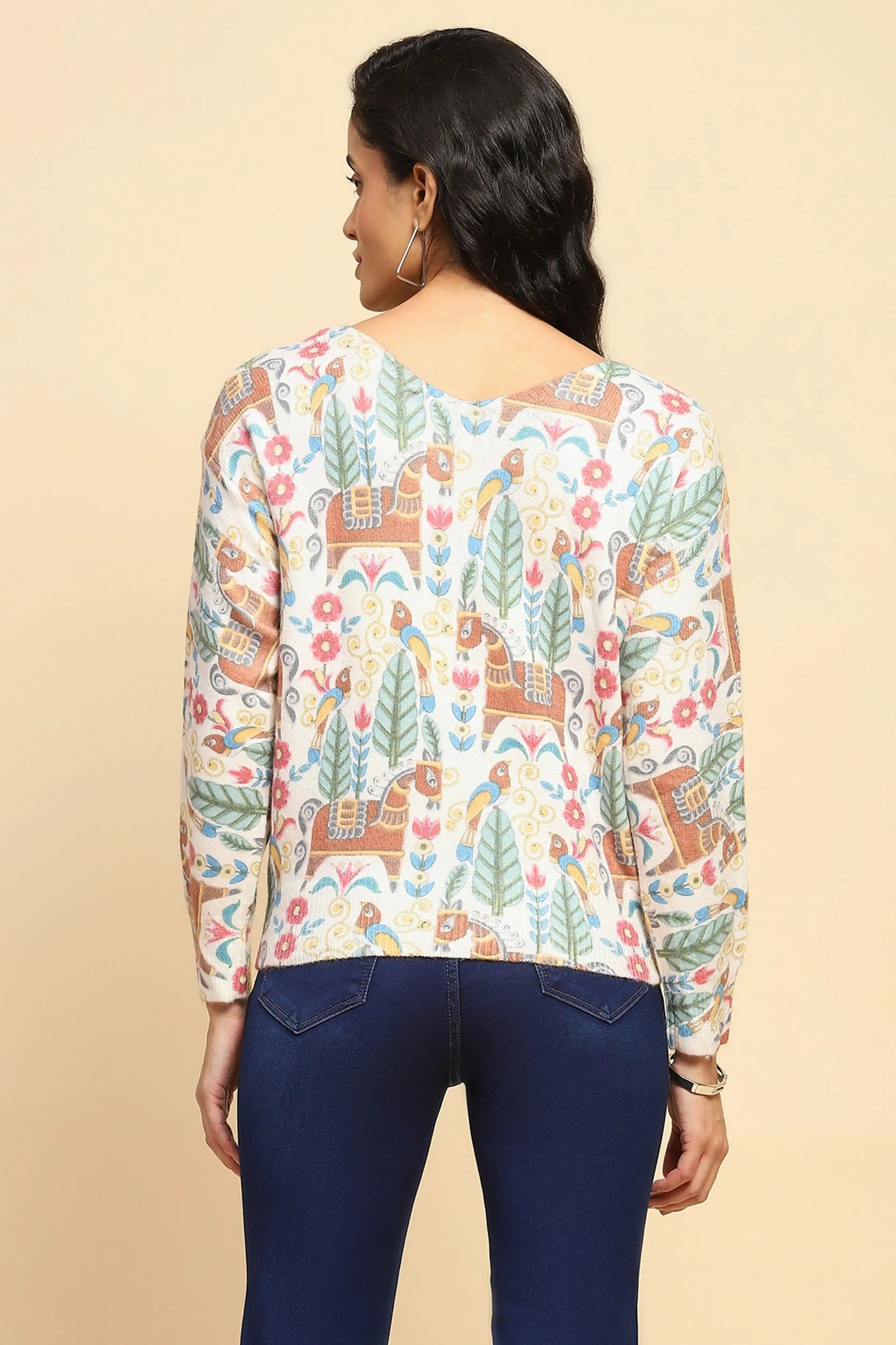 Multi Printed Woolen Sweater