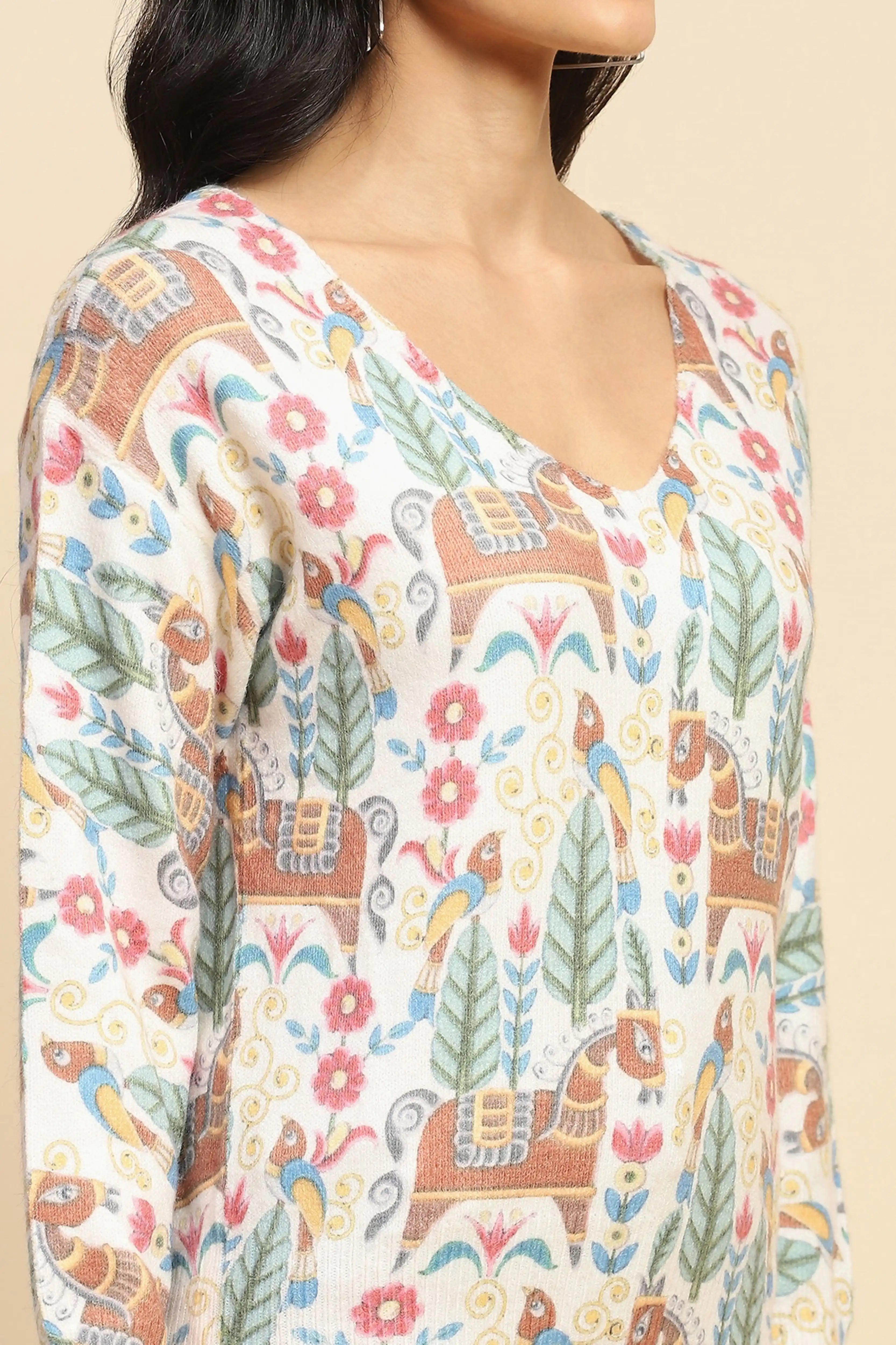 Multi Printed Woolen Sweater