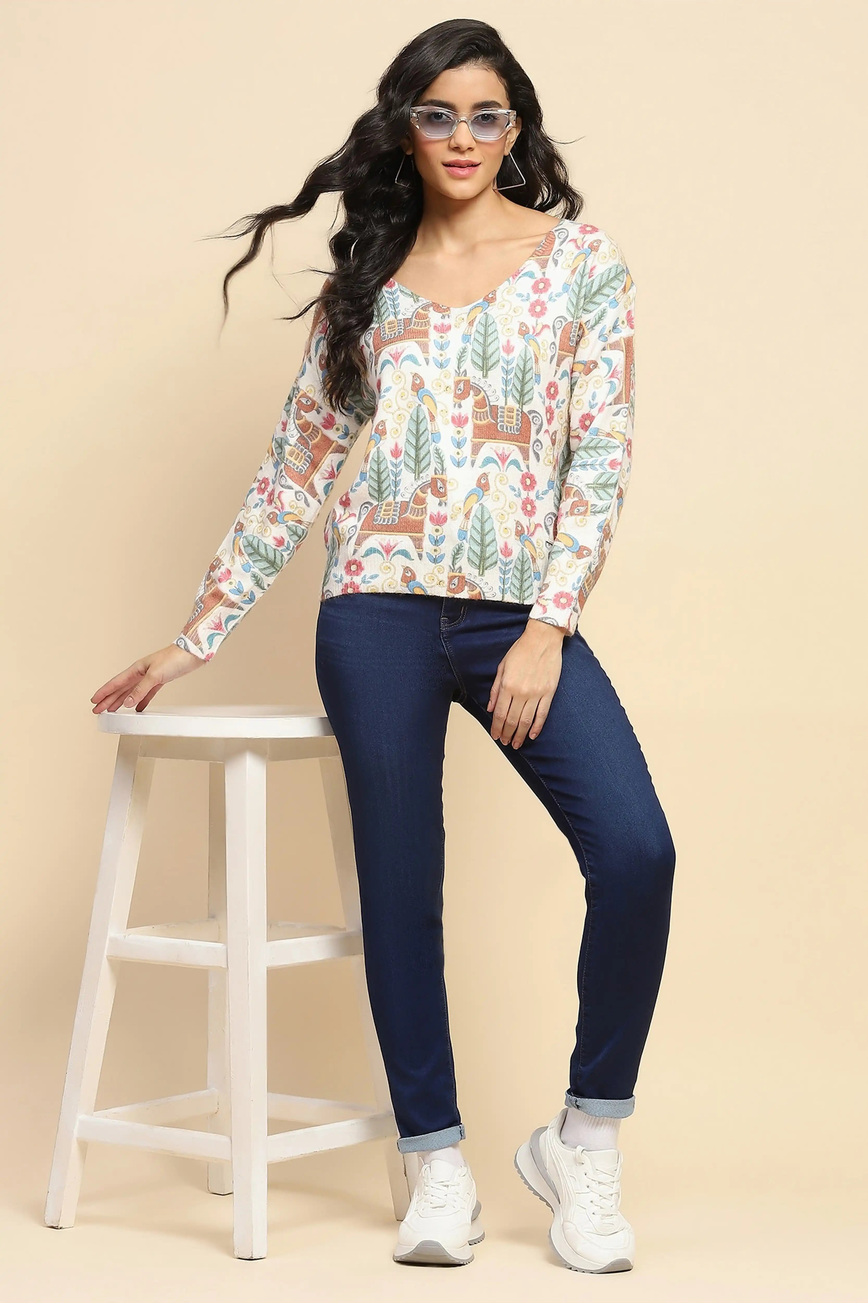 Multi Printed Woolen Sweater