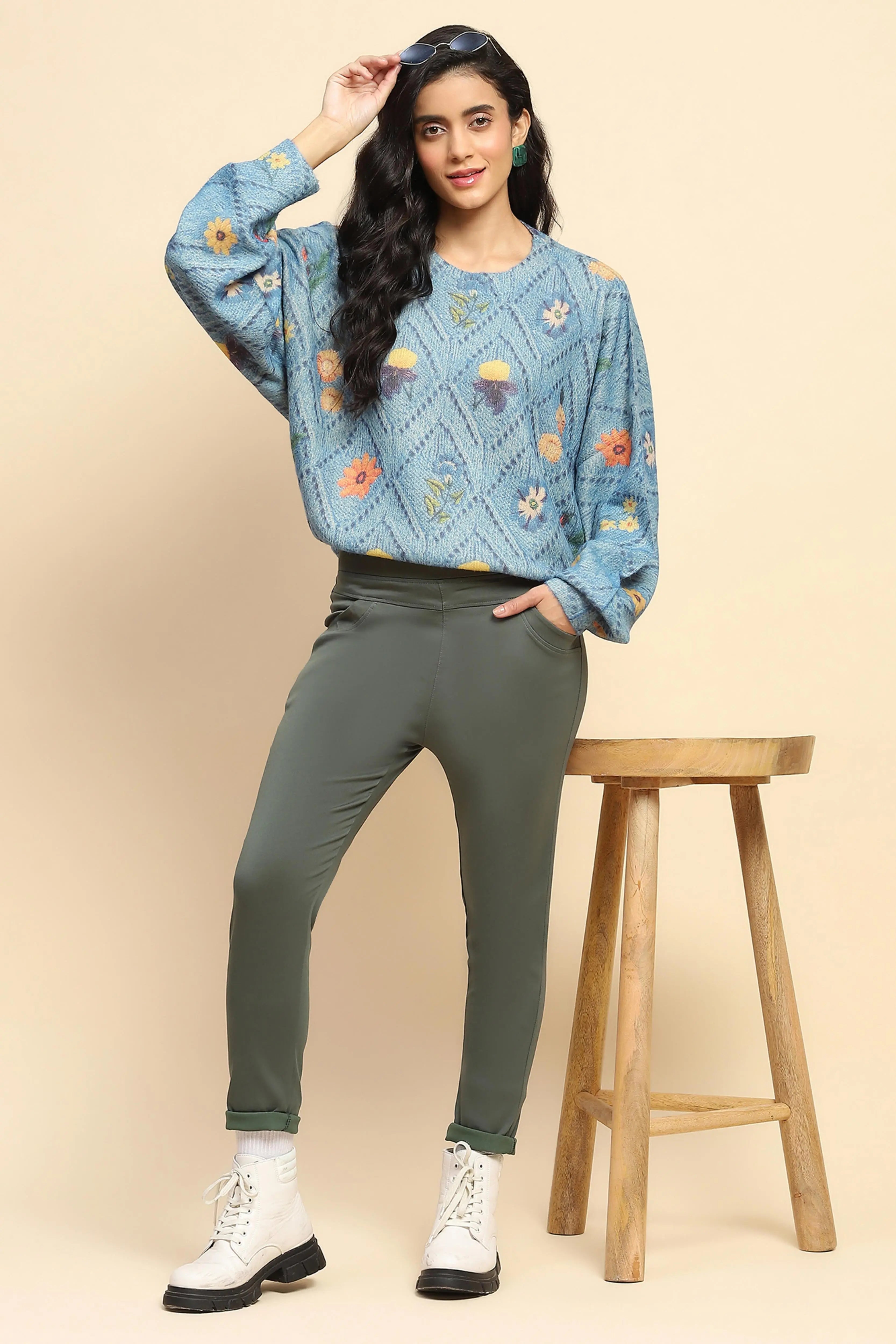 Blue Loose Winter Pullover - Global Republic