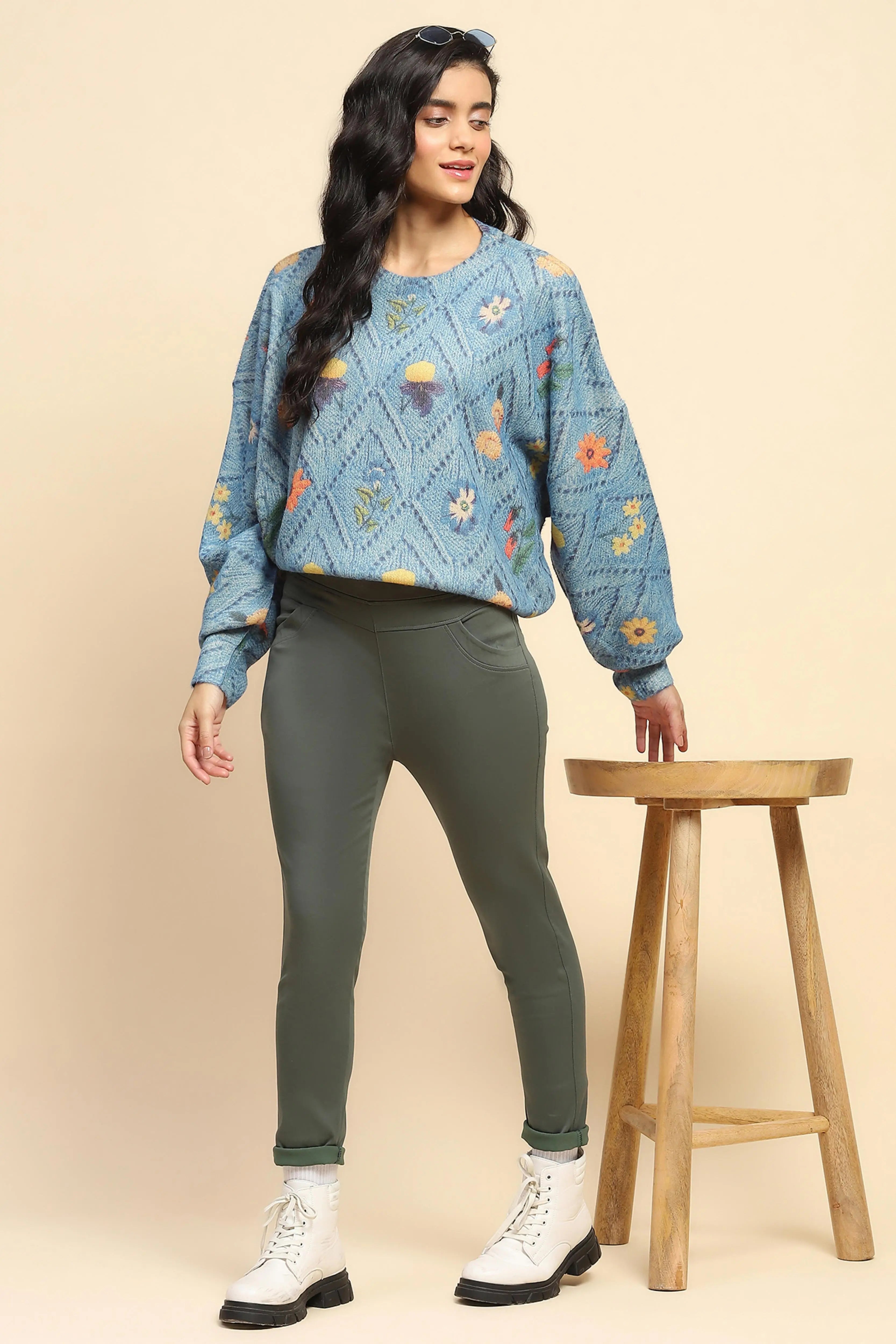 Blue Loose Winter Pullover - Global Republic