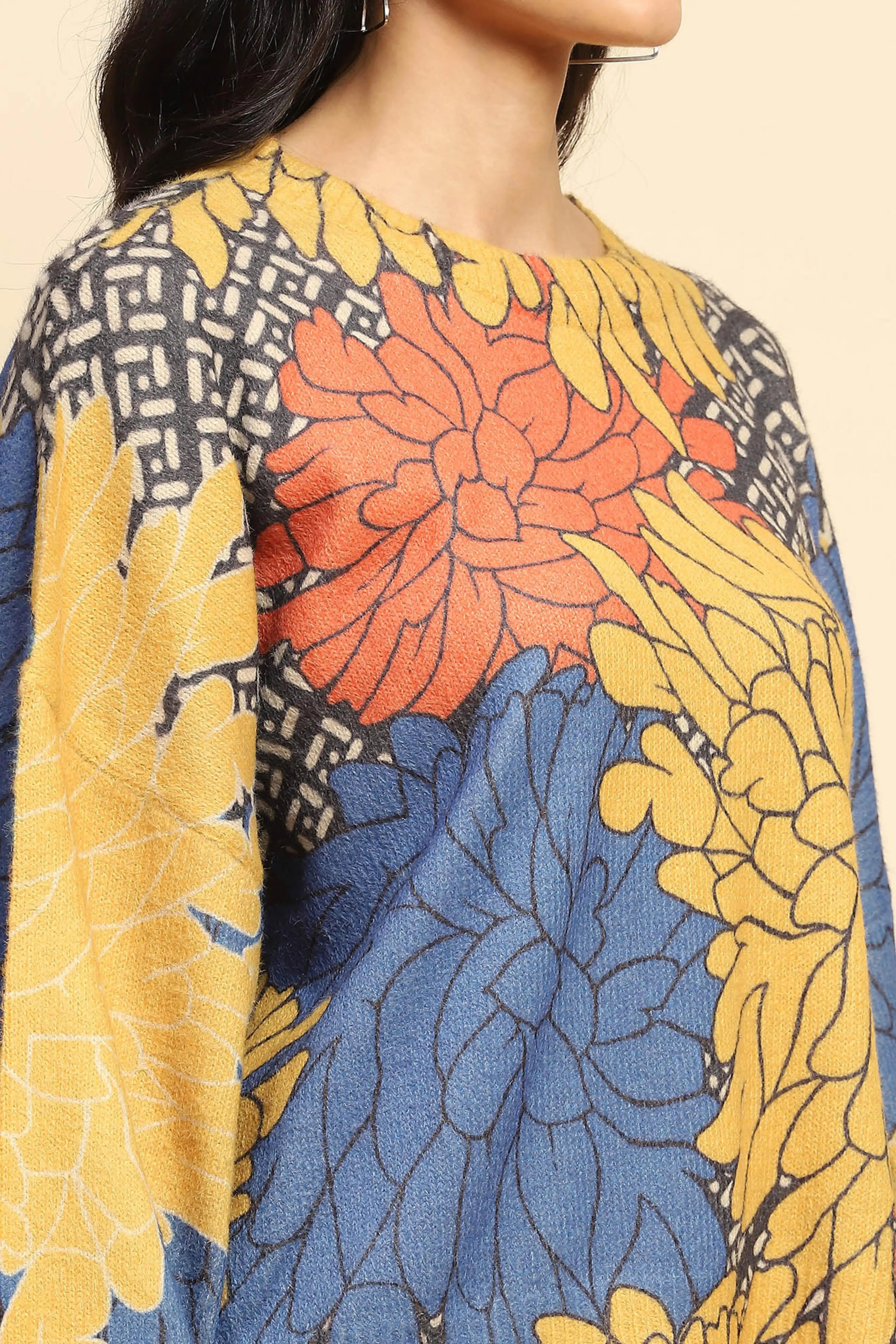 Multicolor Acrylic Loose Winter Pullover - Global Republic