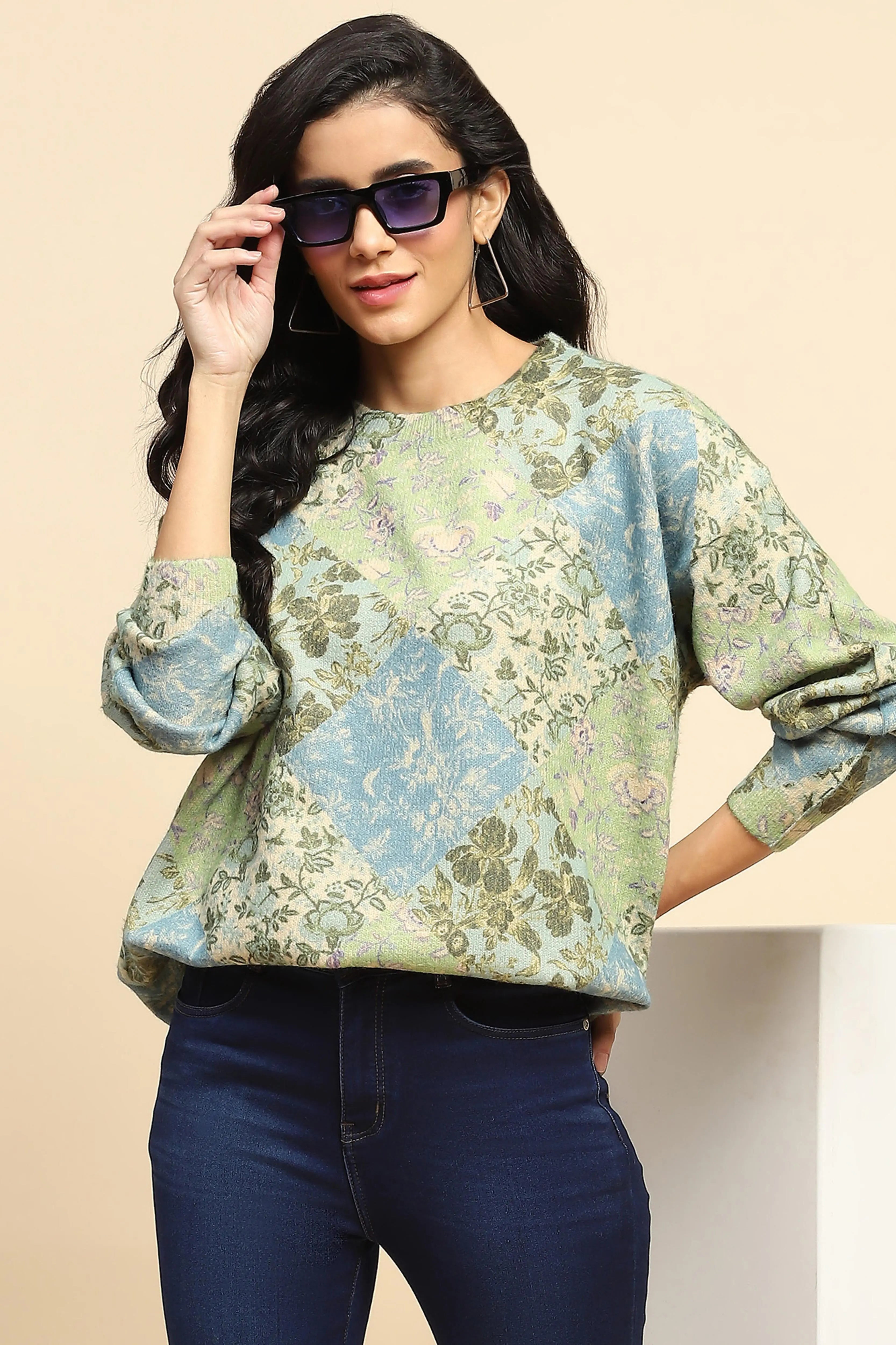 Green Loose Winter Pullover - Global Republic