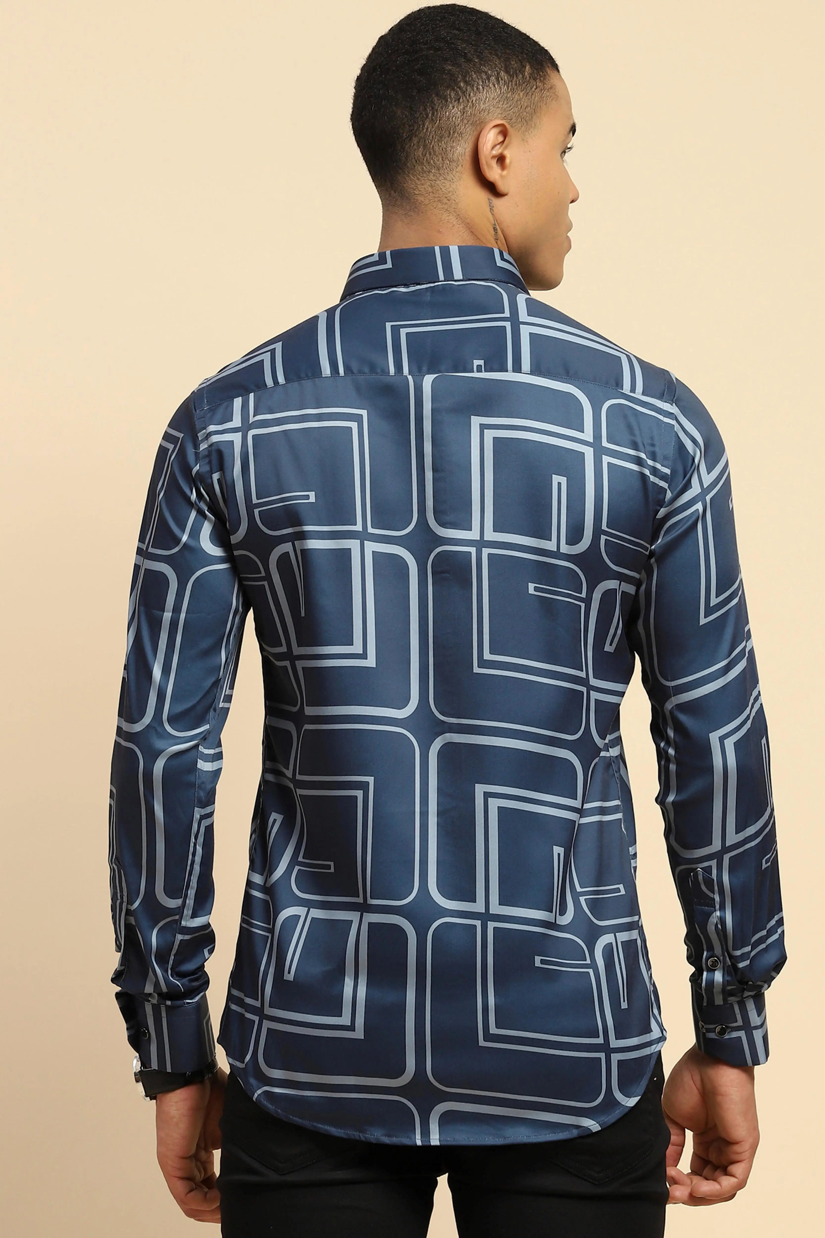 Blue Cotton Blend Tailored fit Shirt - Global Republic
