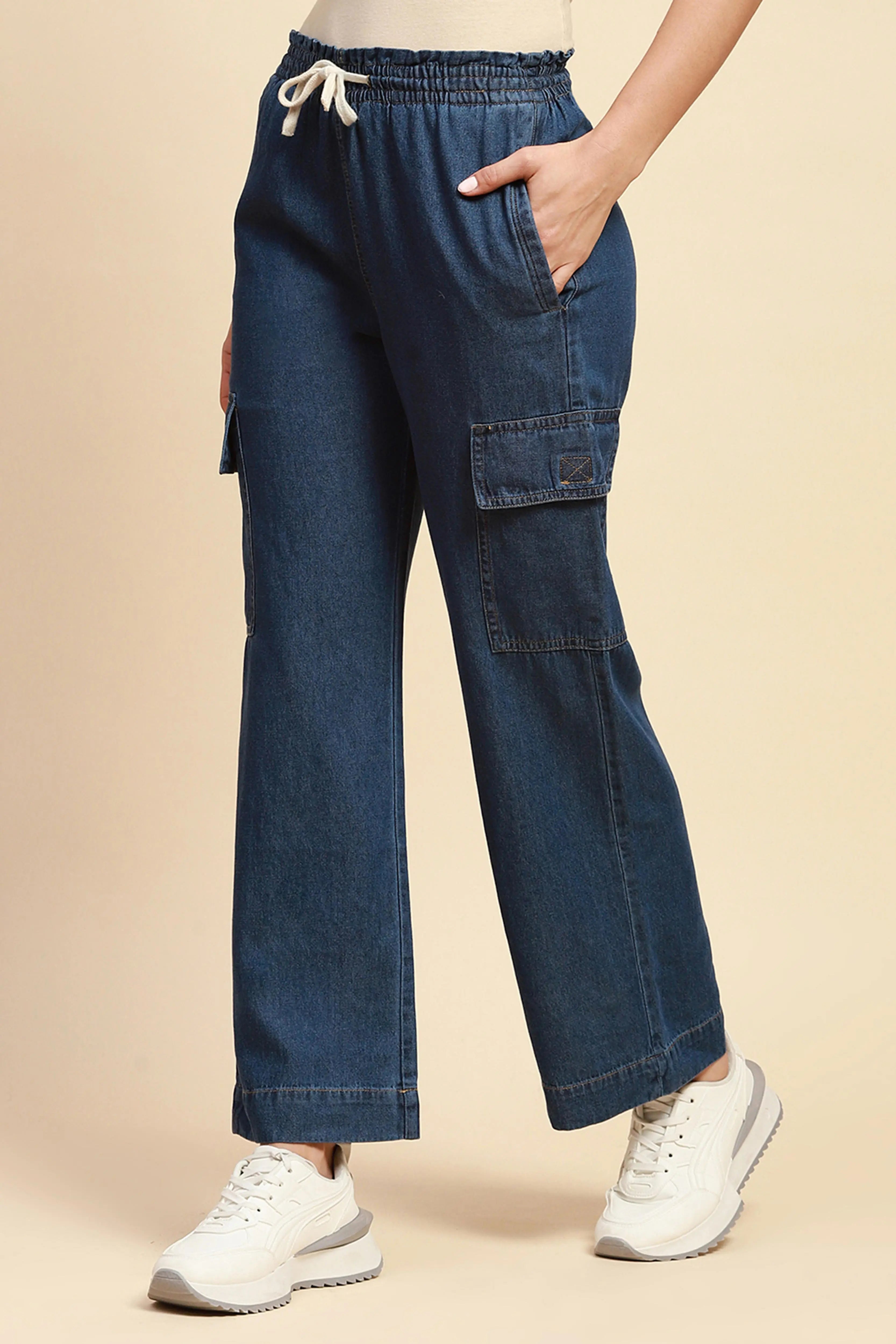 Dark Stone Cotton Blend Loose Lower - Global Republic