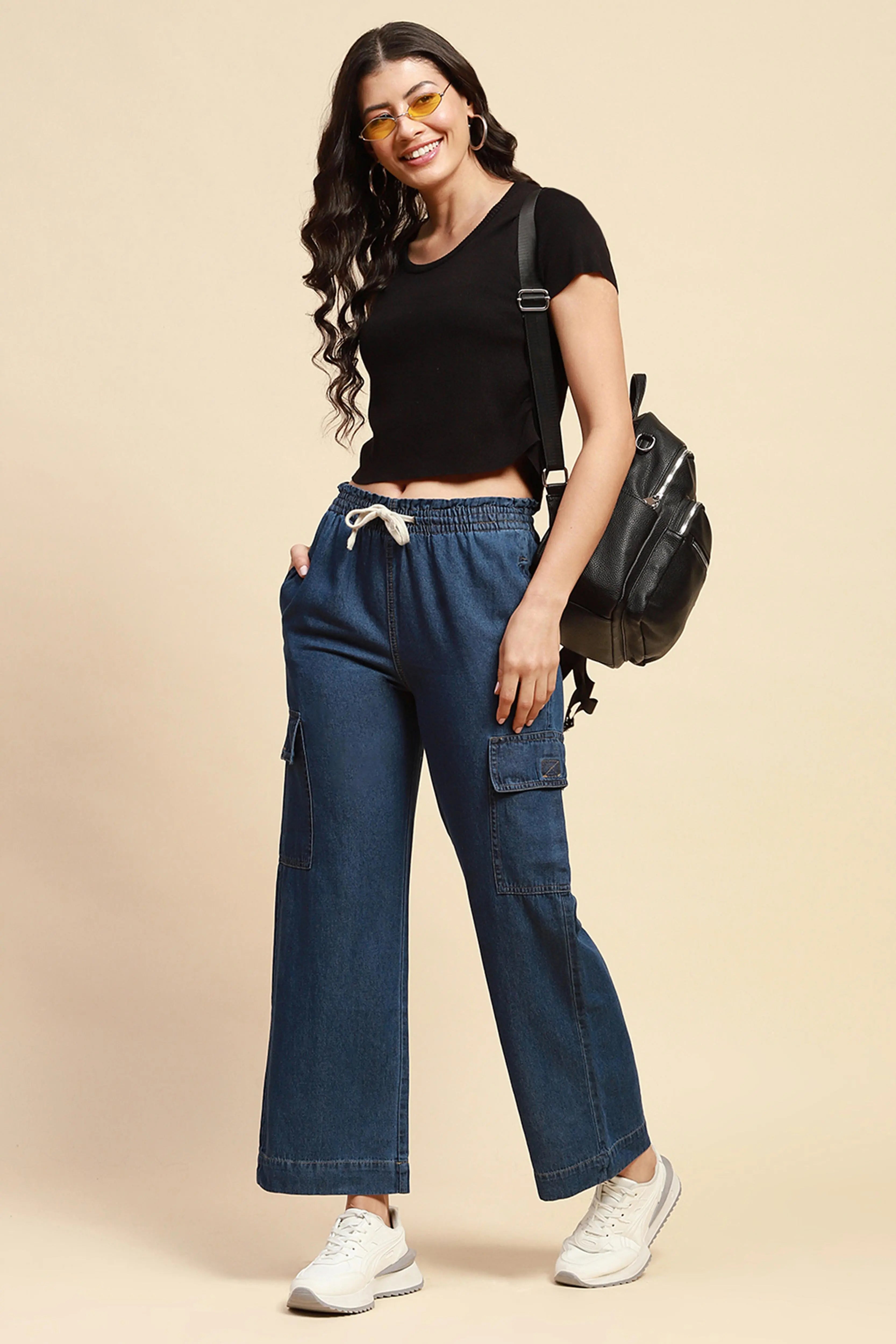 Dark Stone Cotton Blend Loose Lower - Global Republic