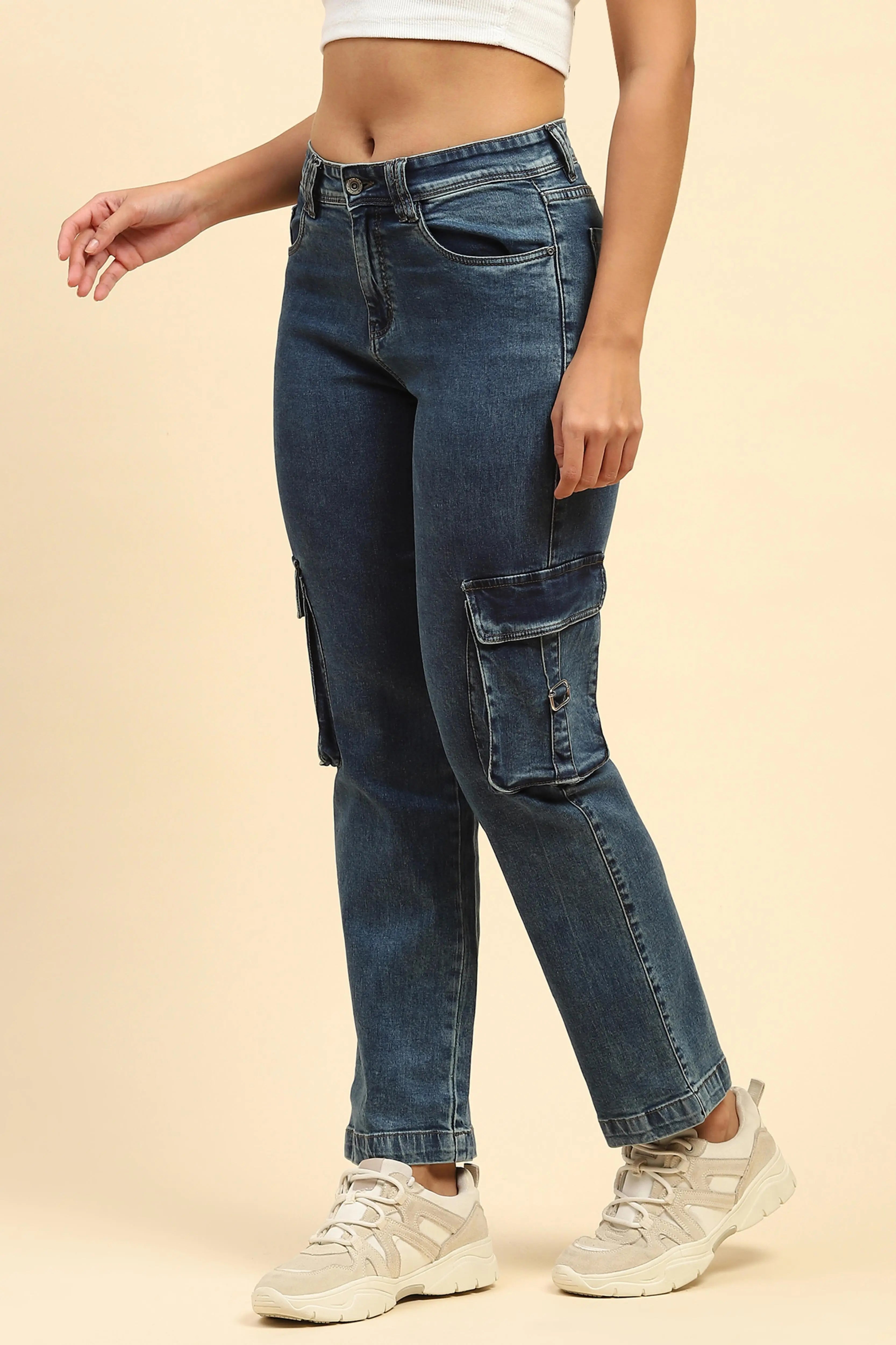 Solid Cotton Blend Straight Fit Cargo - Global Republic