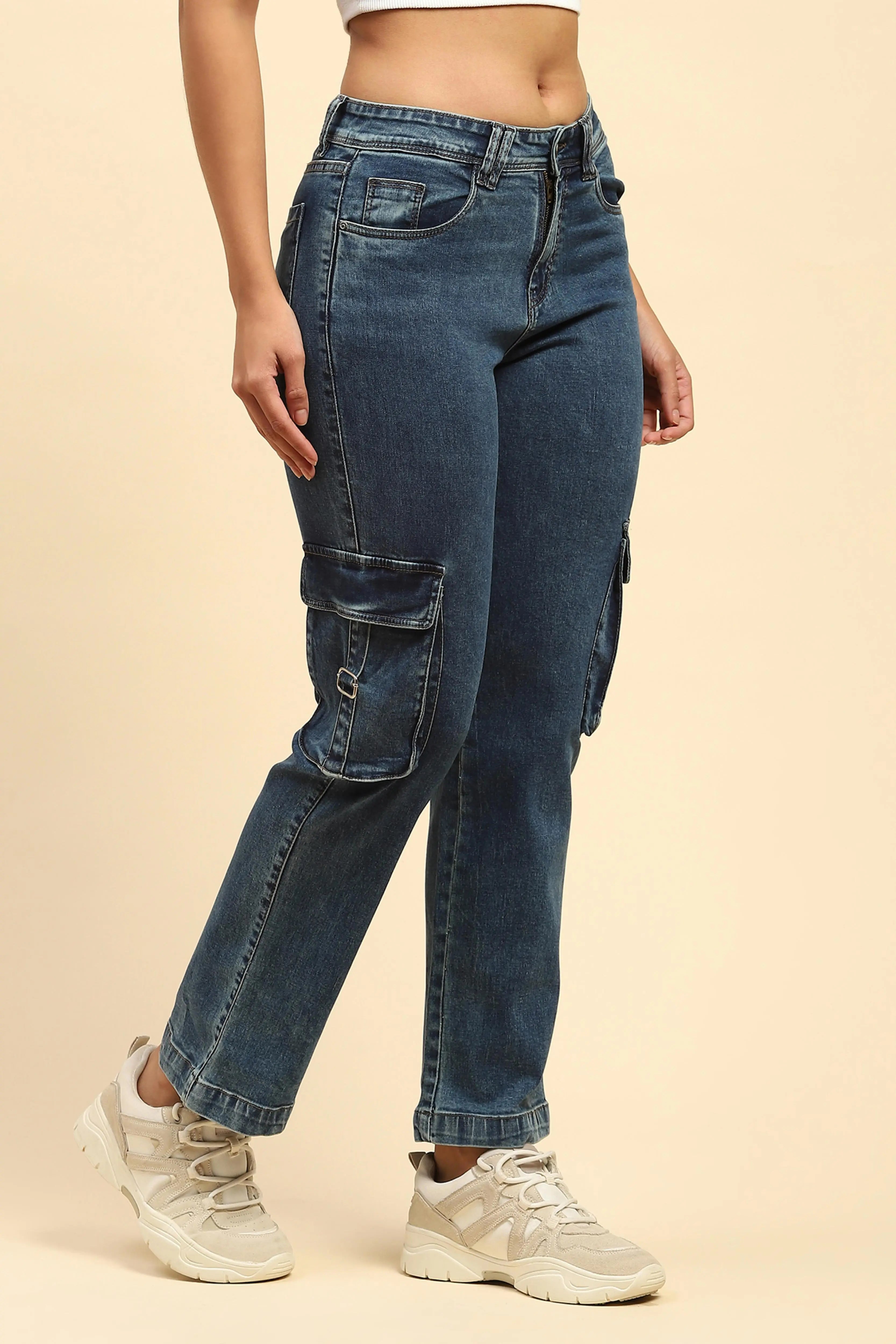 Solid Cotton Blend Straight Fit Cargo - Global Republic
