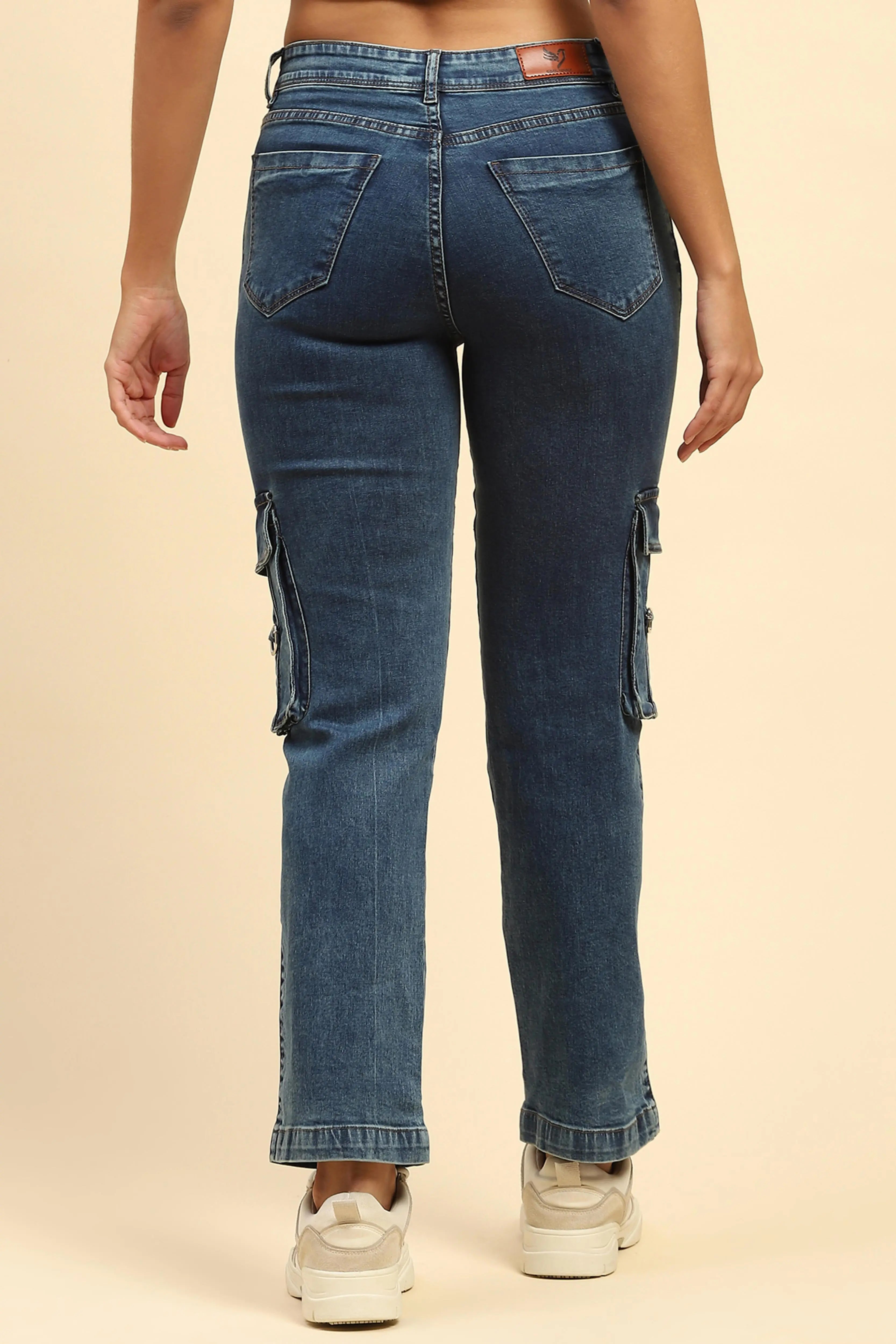 Solid Cotton Blend Straight Fit Cargo - Global Republic