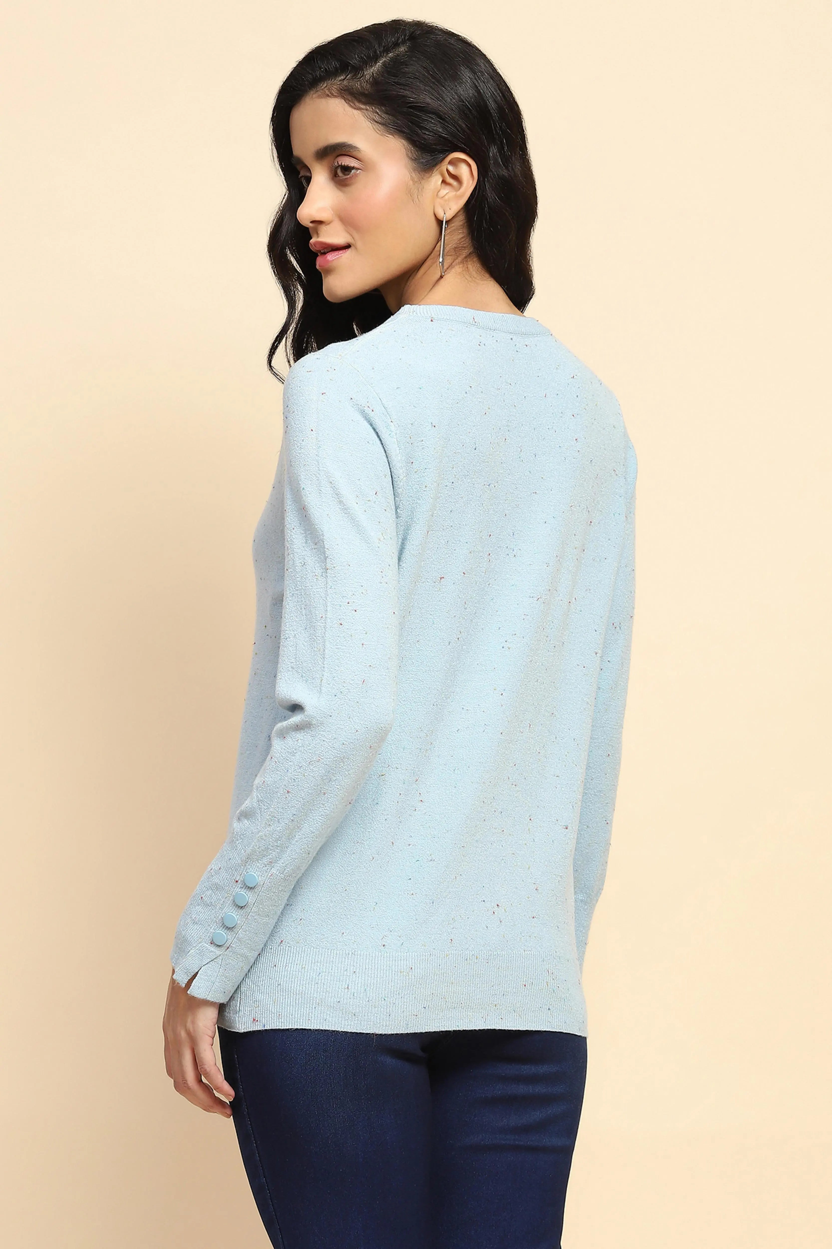 Sky Blue Viscose Blend Pullover - Global Republic