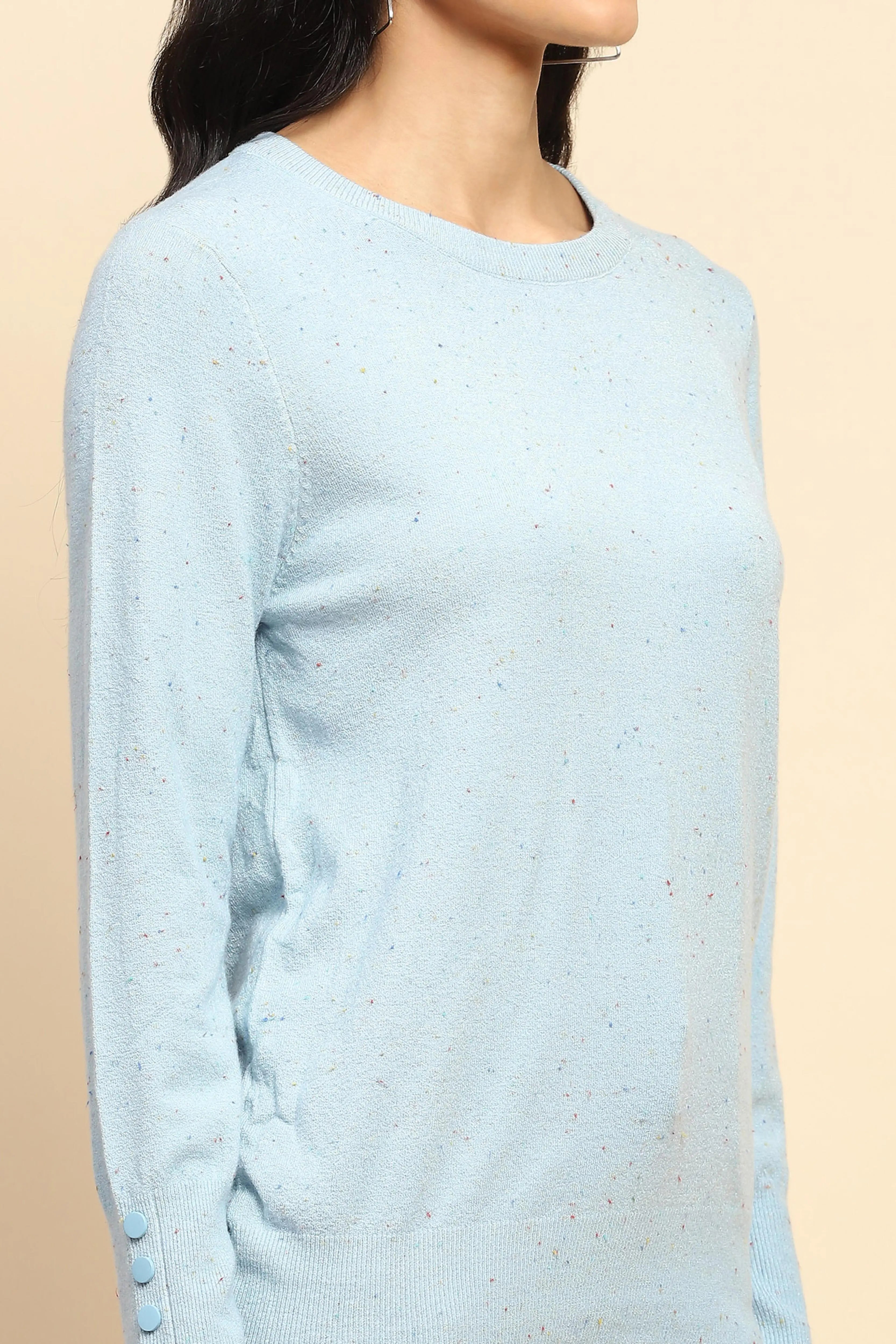 Sky Blue Viscose Blend Pullover - Global Republic