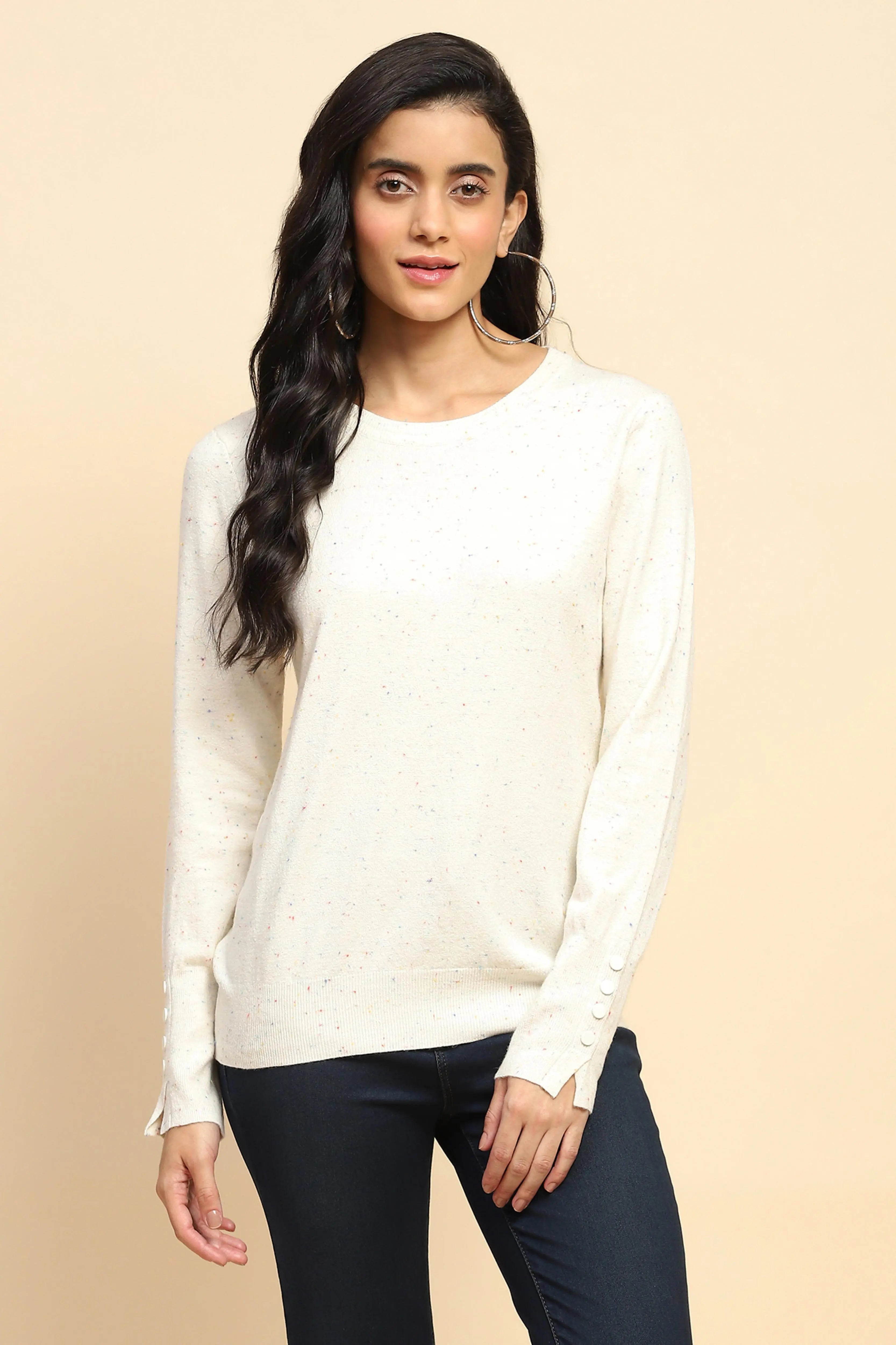 Off-White Viscose Blend Pullover - Global Republic