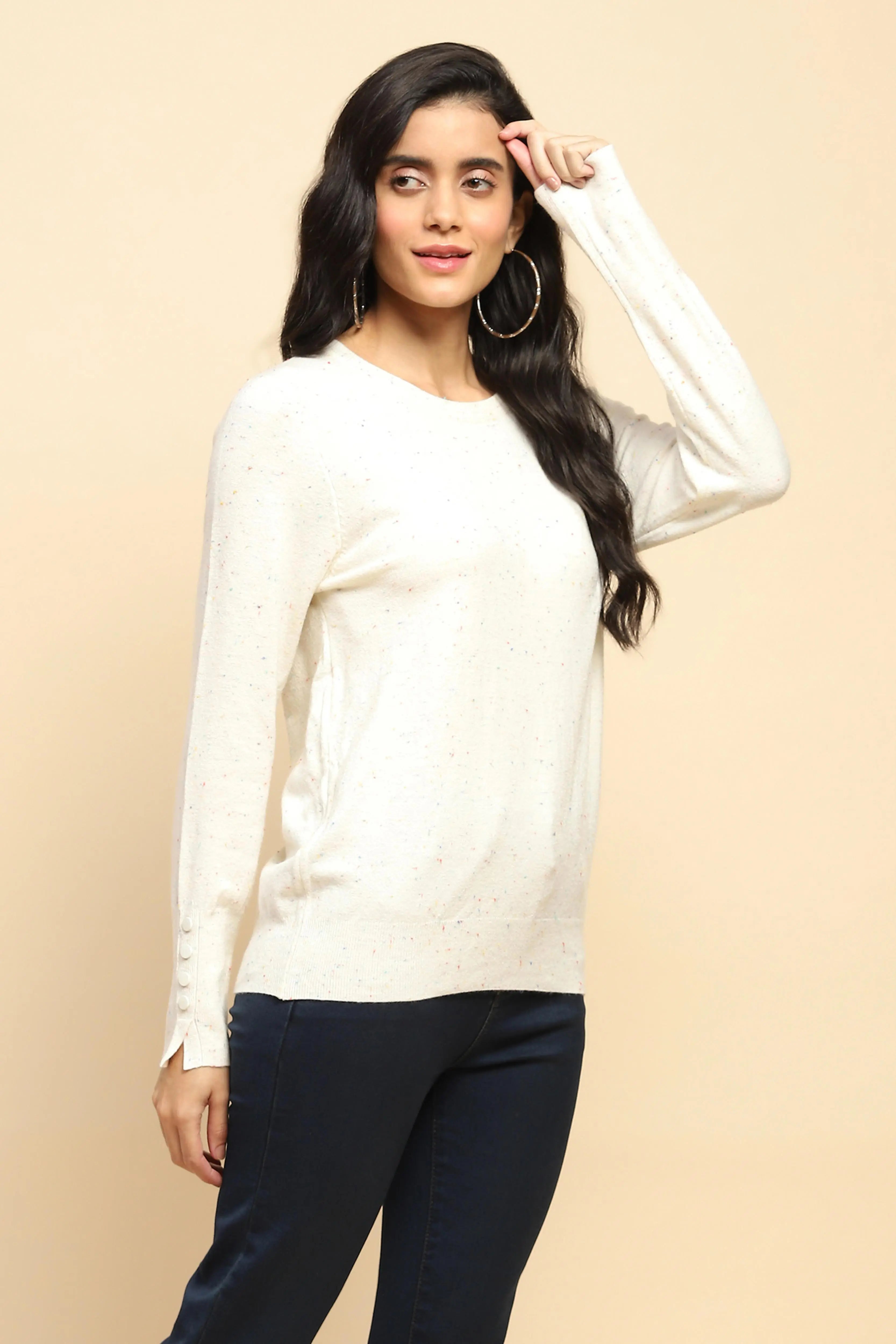 Off-White Viscose Blend Pullover - Global Republic