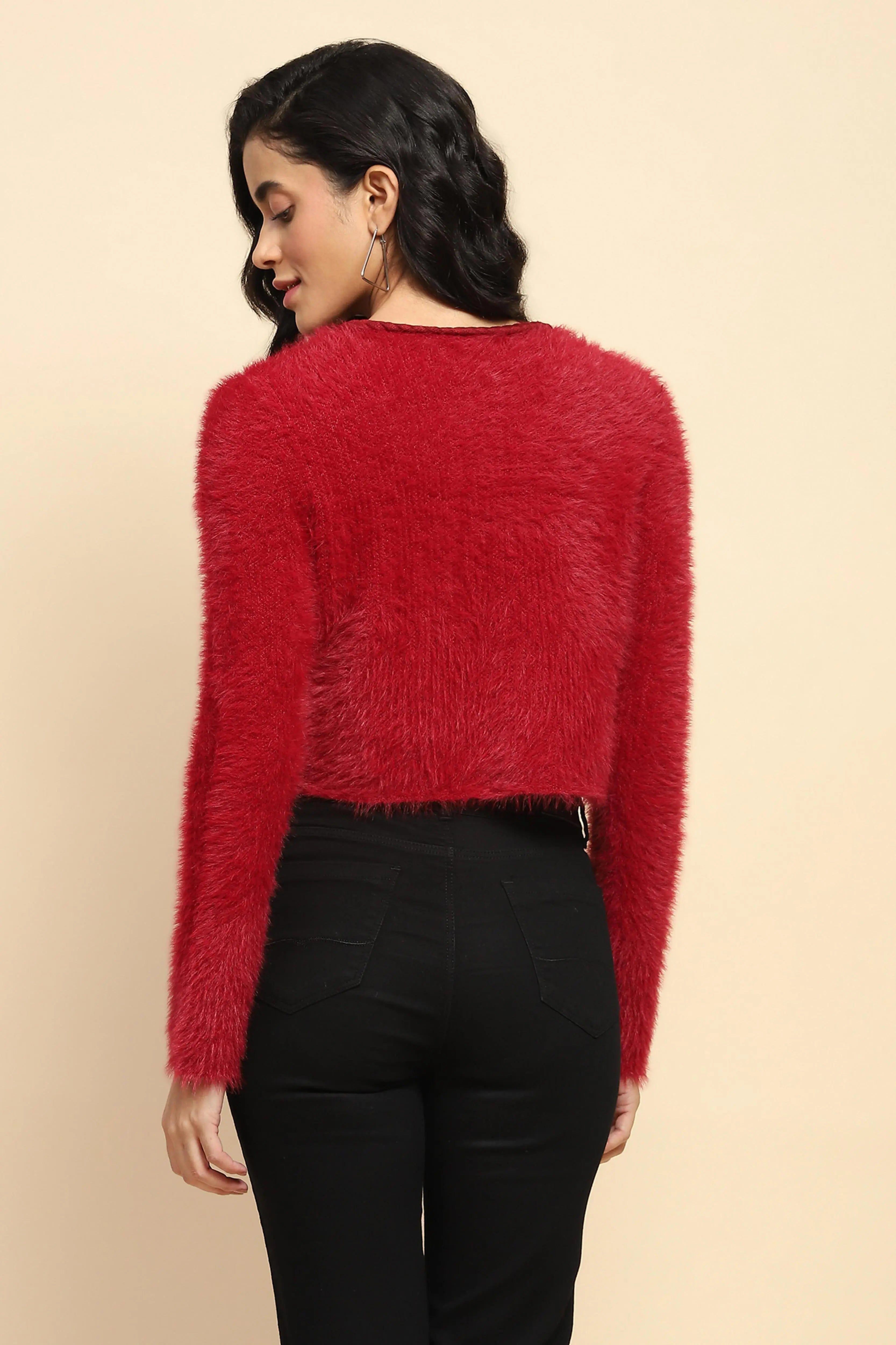 Crimson Nylon Regular Fit Shrug - Global Republic