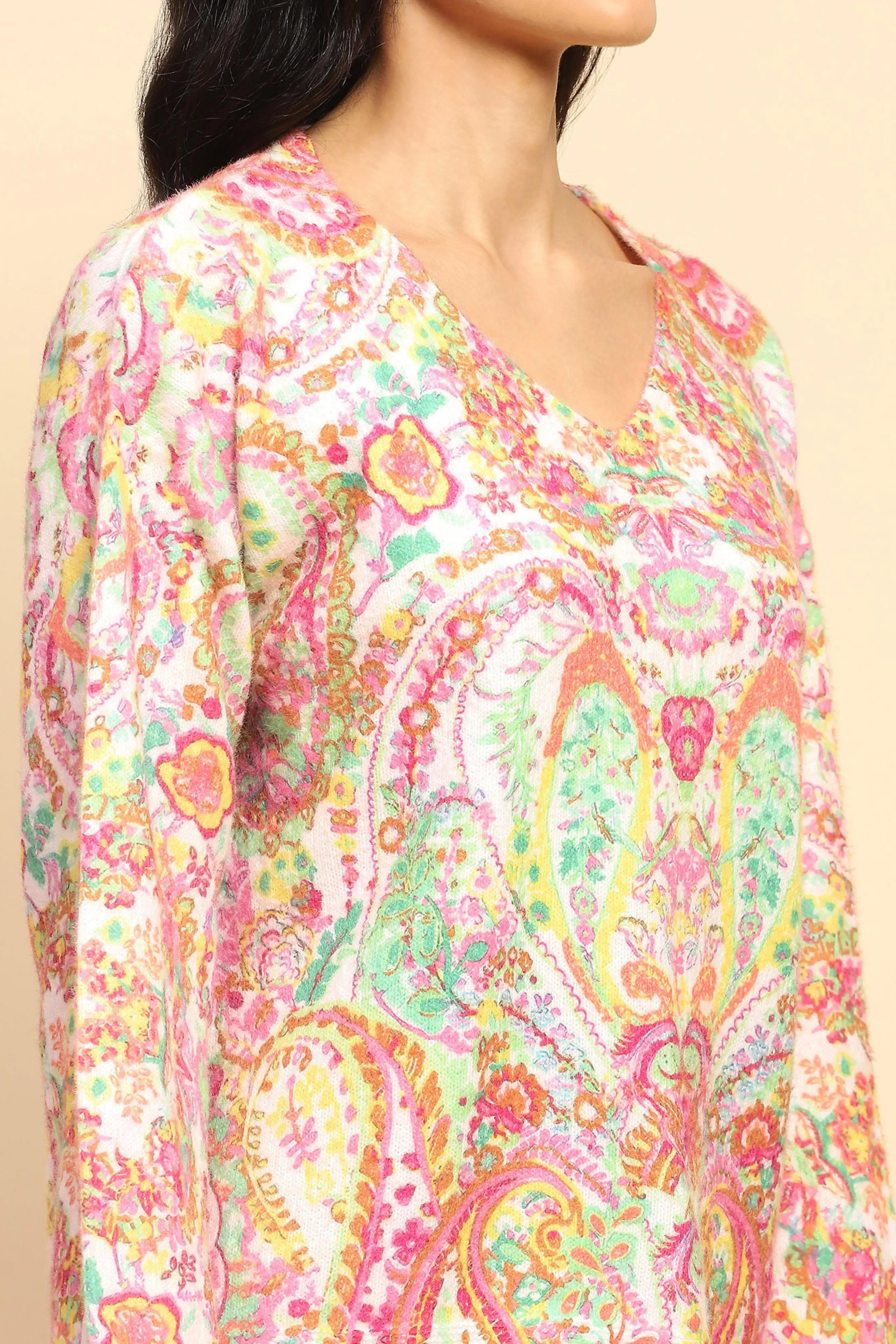 Multicolor Wool Blend Oversized Pullover - Global Republic