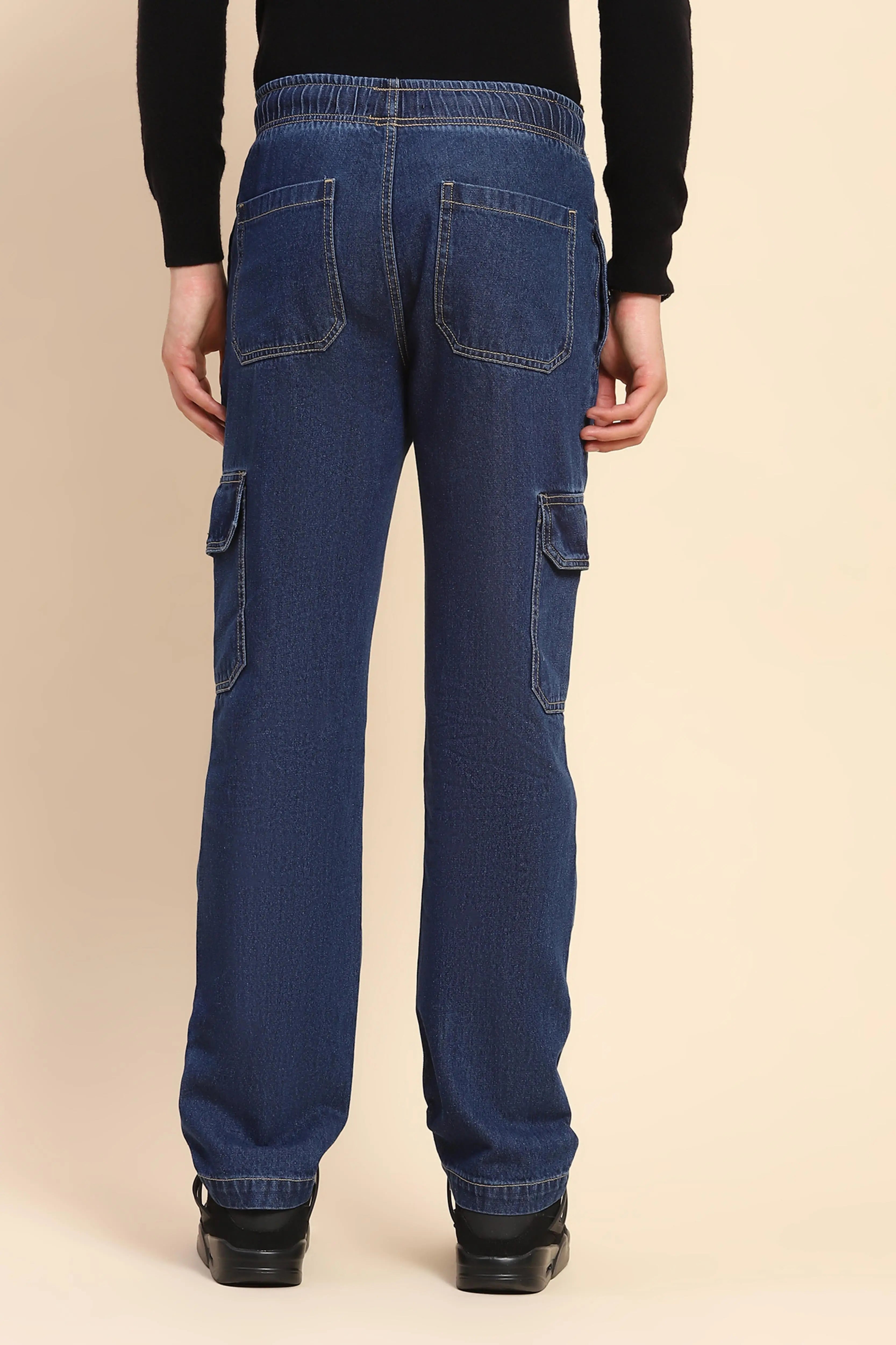 Blue Cotton Blend Solid Lower - Global Republic