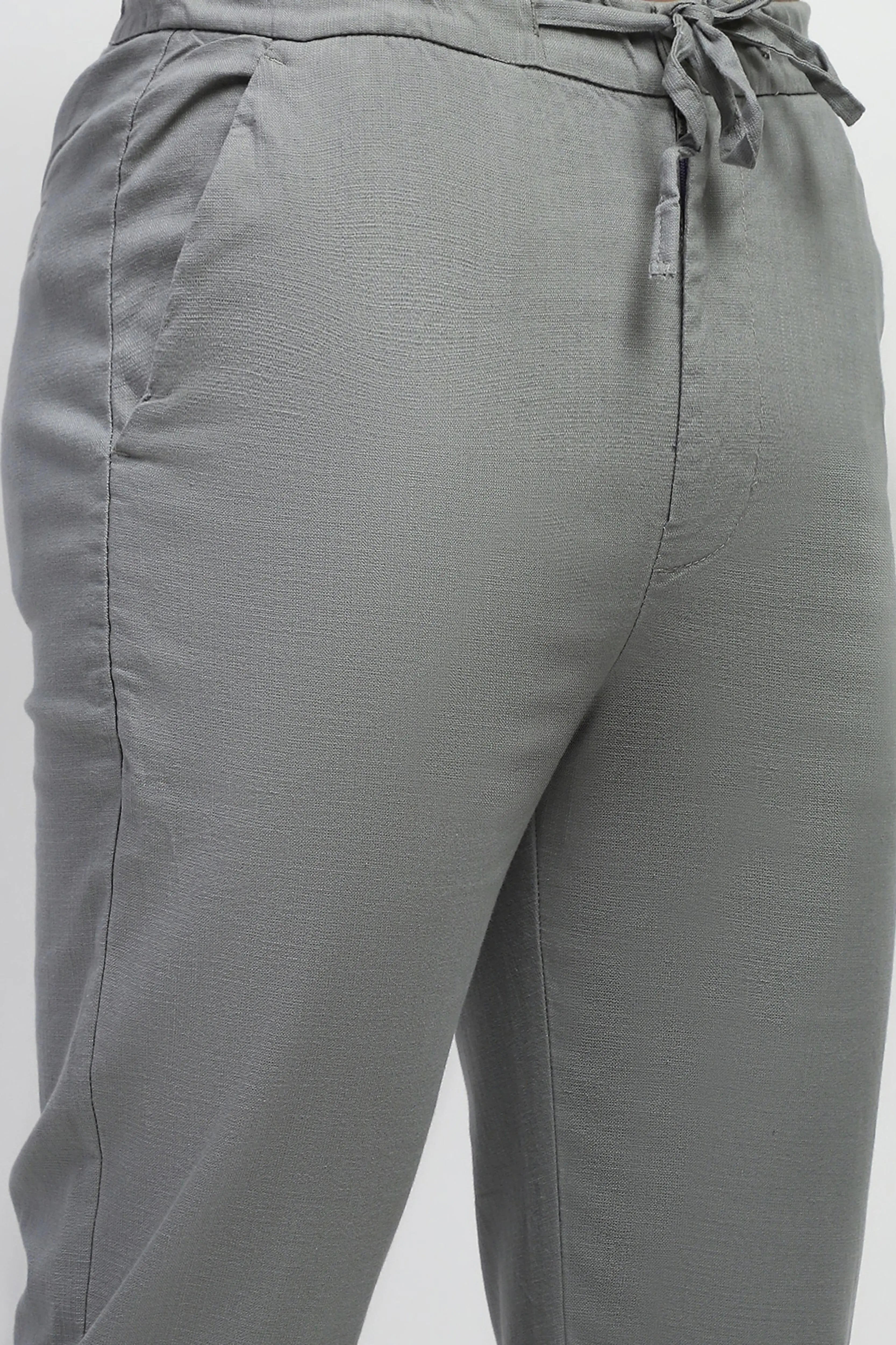 Olive Solid Cotton Regular Fit Trouser - Global Republic