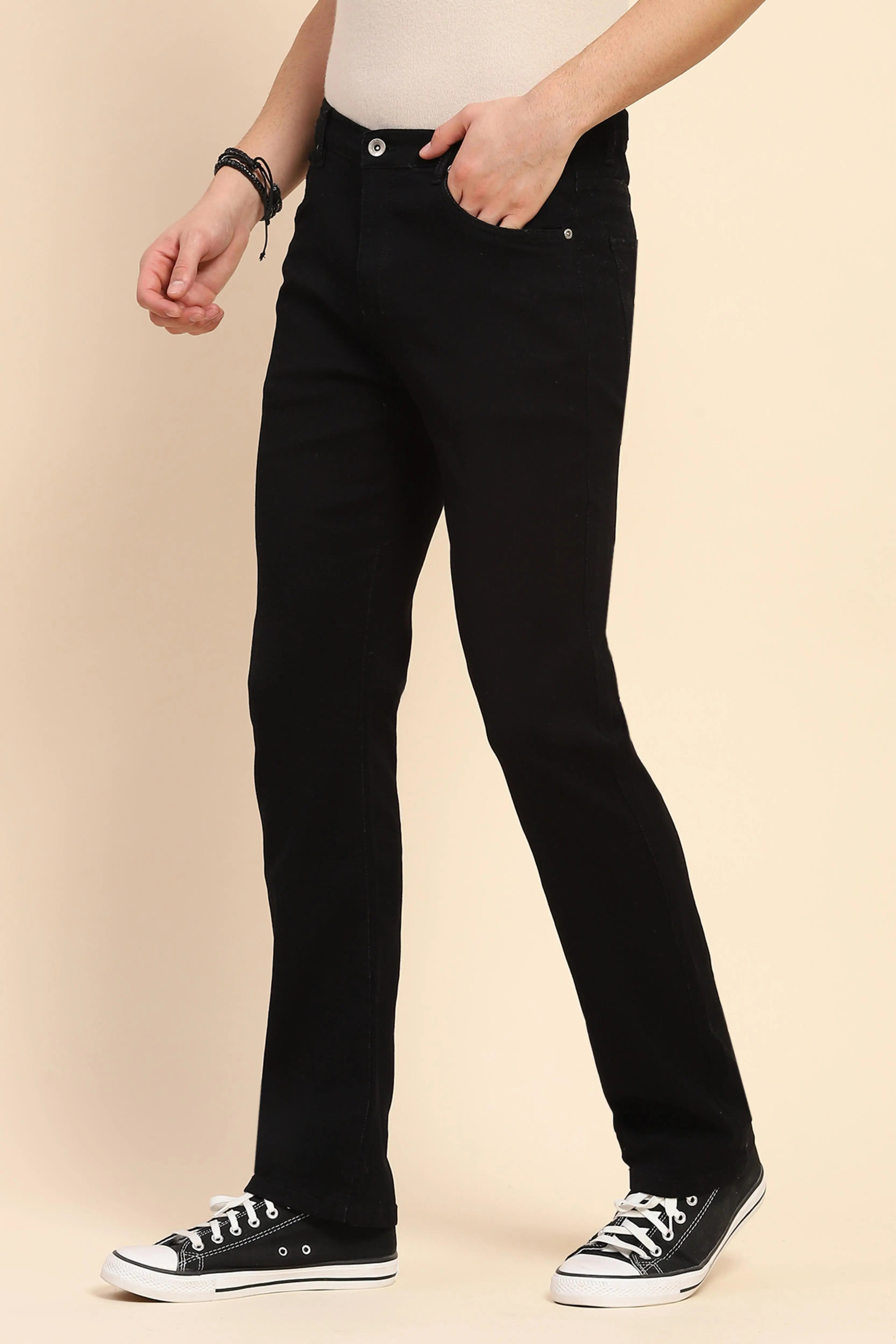 Black Cotton Blend Jeans - Global Republic