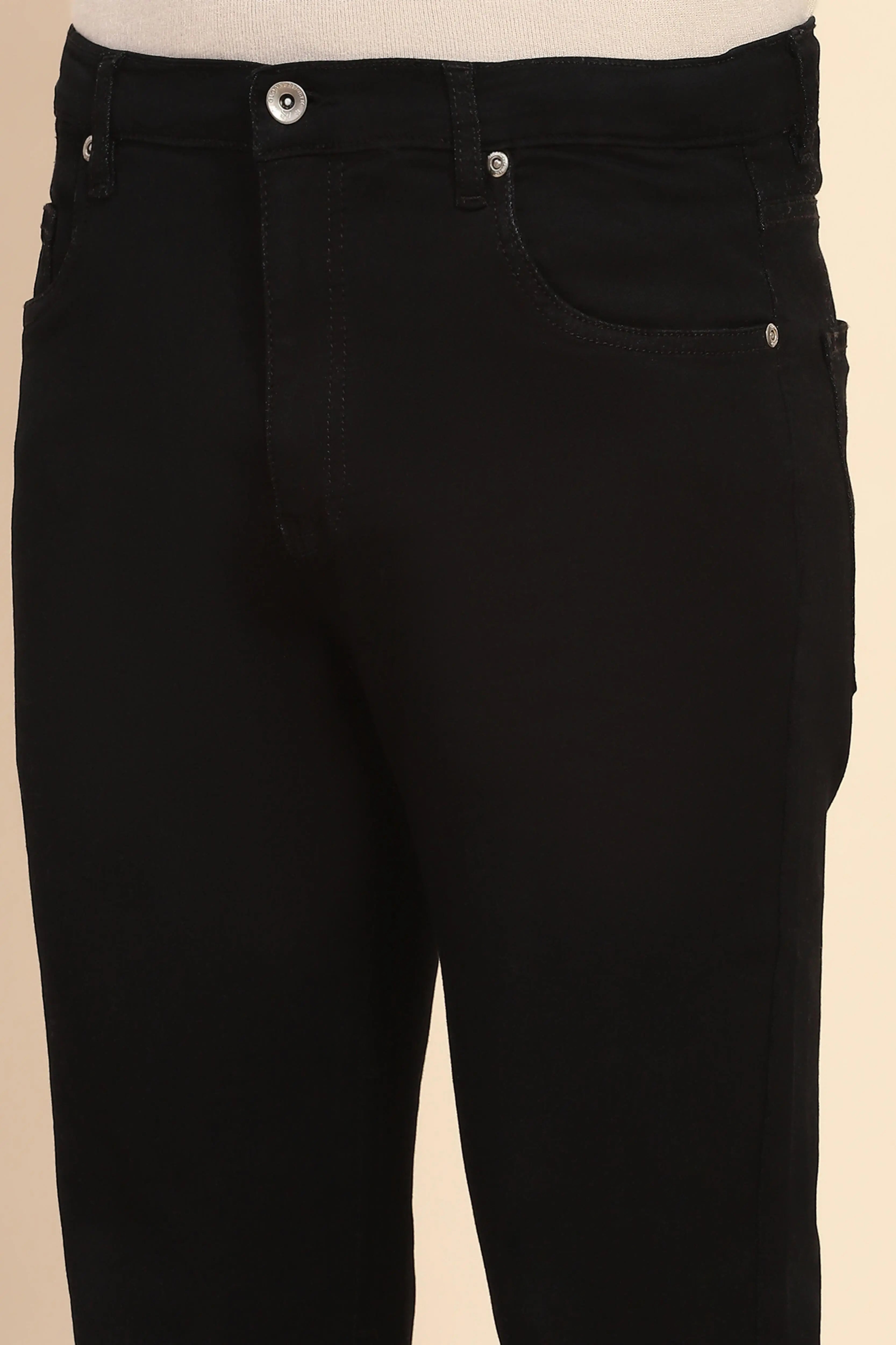 Black Cotton Blend Jeans - Global Republic