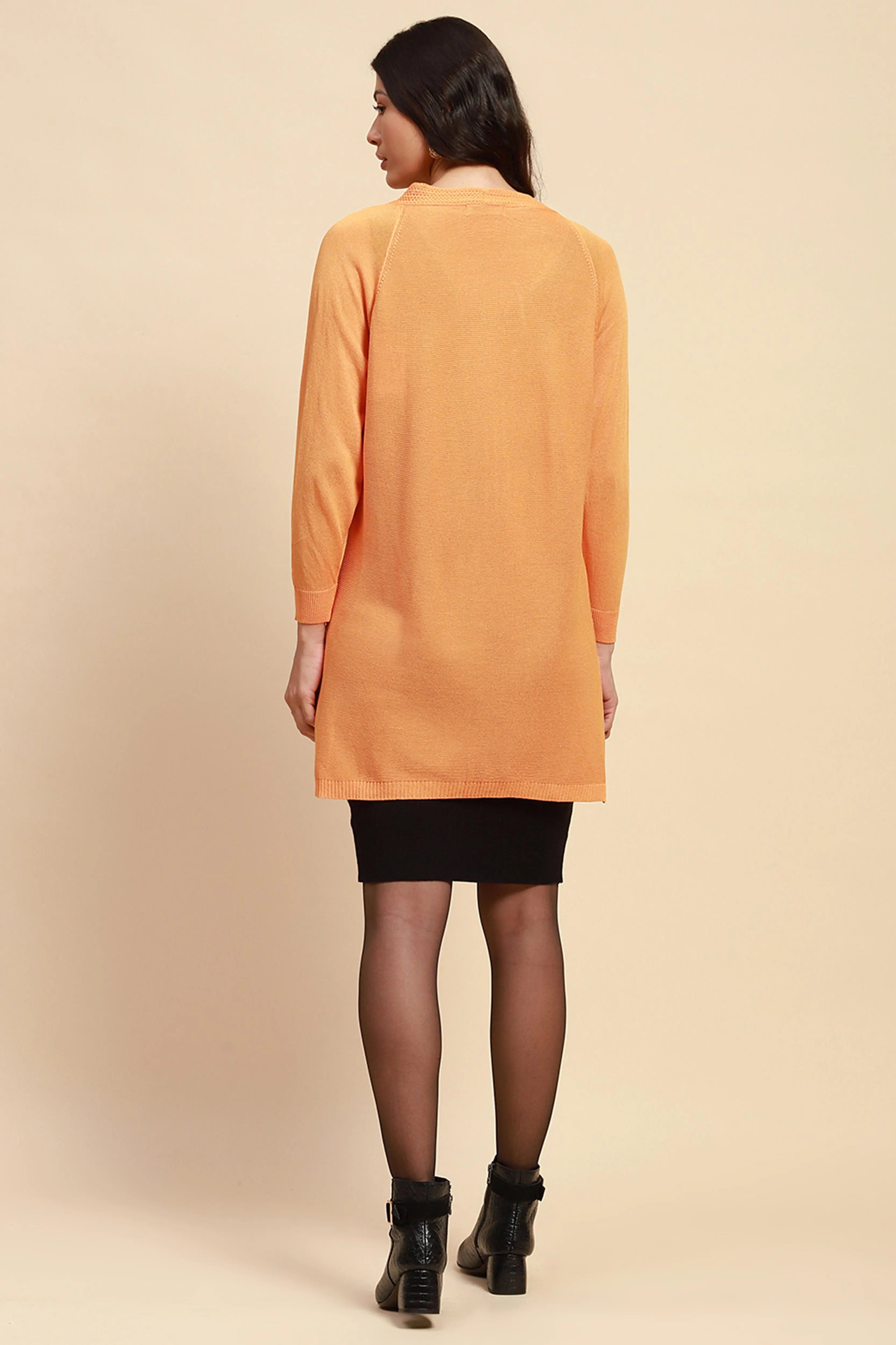 Yellow Viscose Loose Fit Winter Shrug - Global Republic